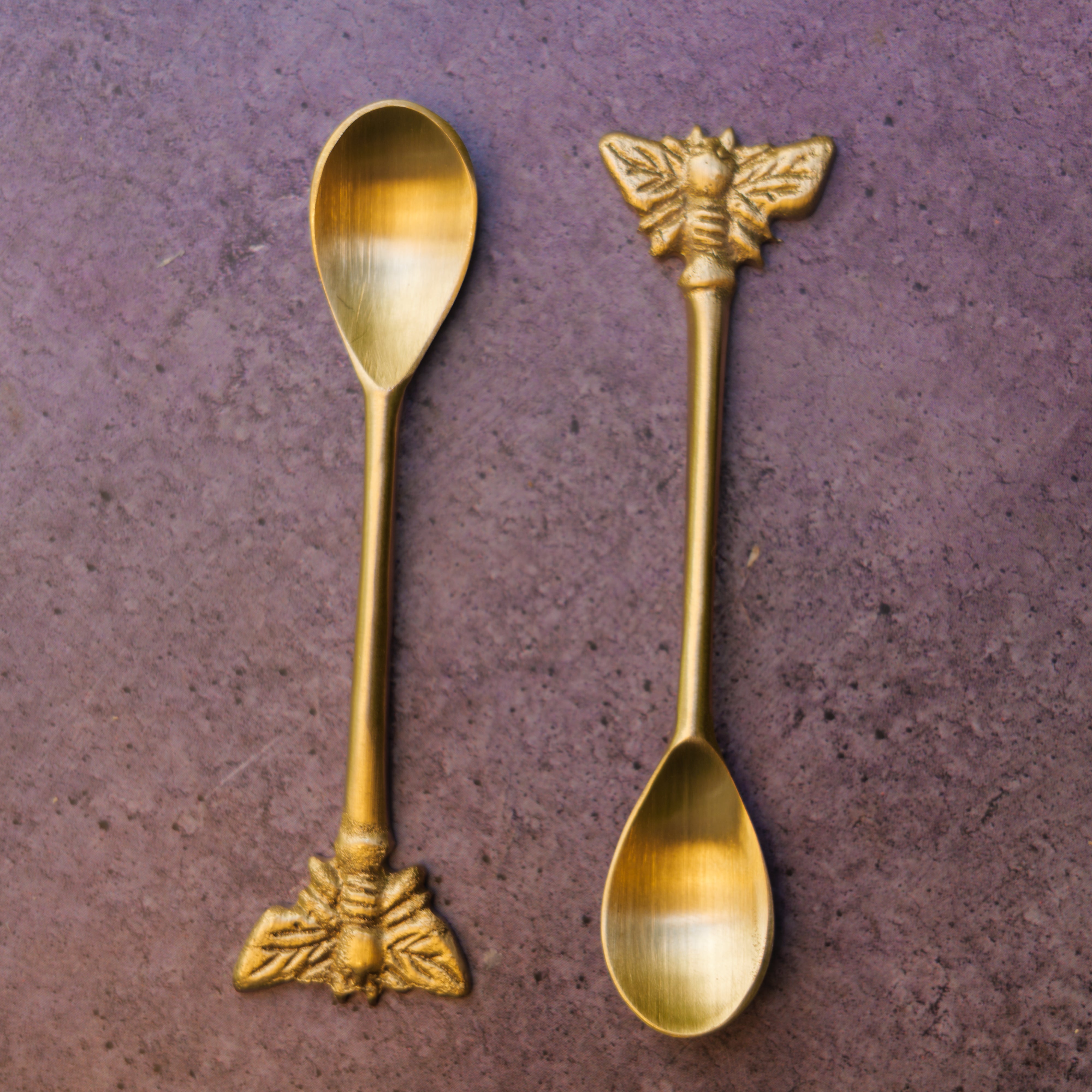 Ambi Pure Brass Butterfly Head Small Spoon - Set of 2