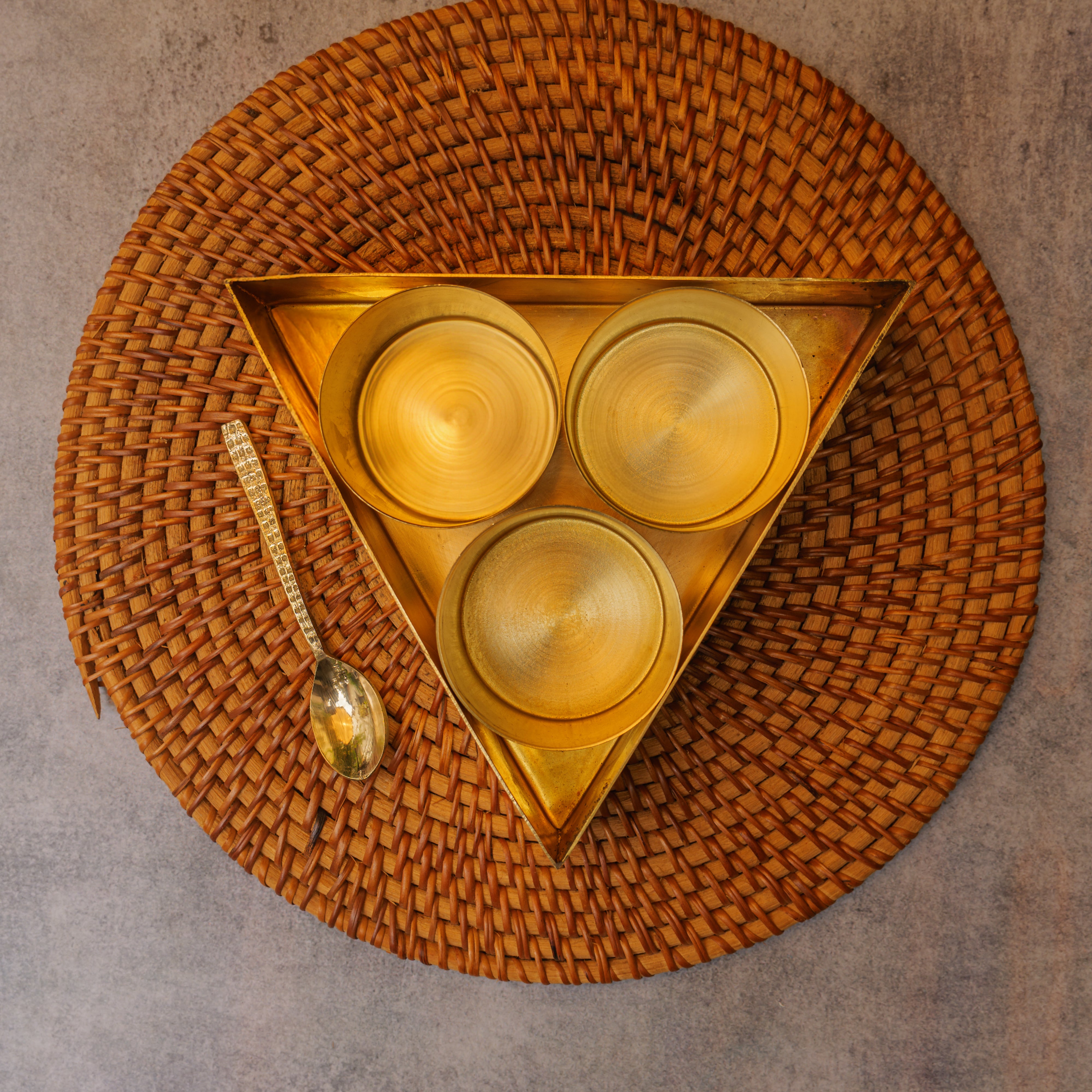 Ambi Pure Brass Finely Etched Triangle Spice Box