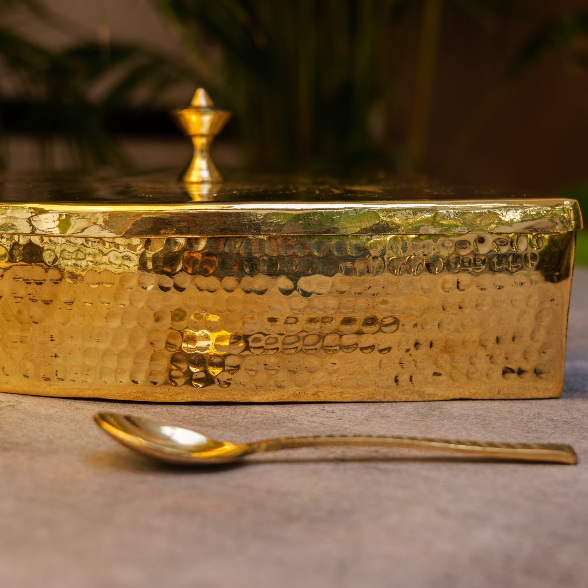 Ambi Pure Brass Finely Etched Container Spice Box Unique Paan Design