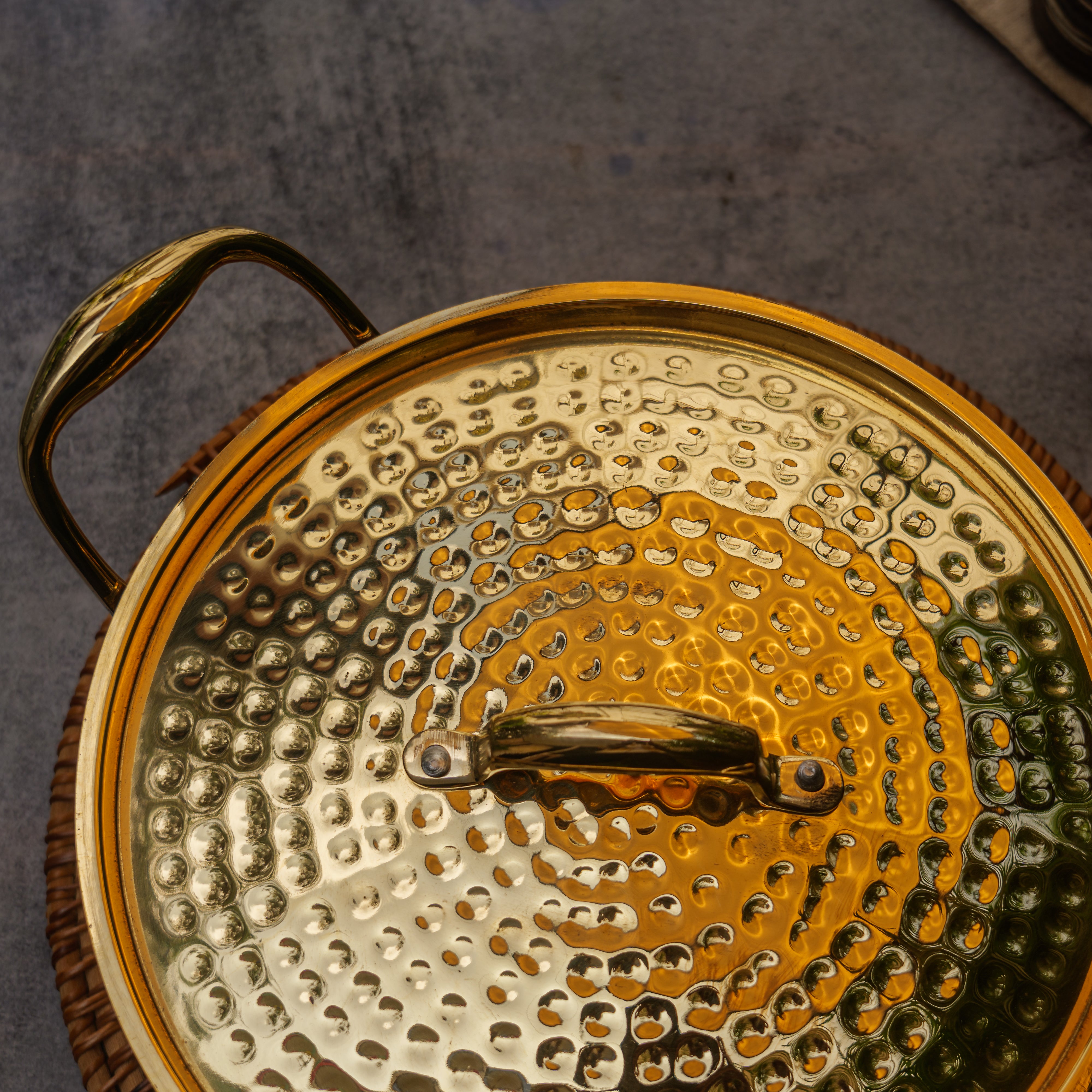 Pure Brass Traditional Hammered Kadhai / Kadai Medium