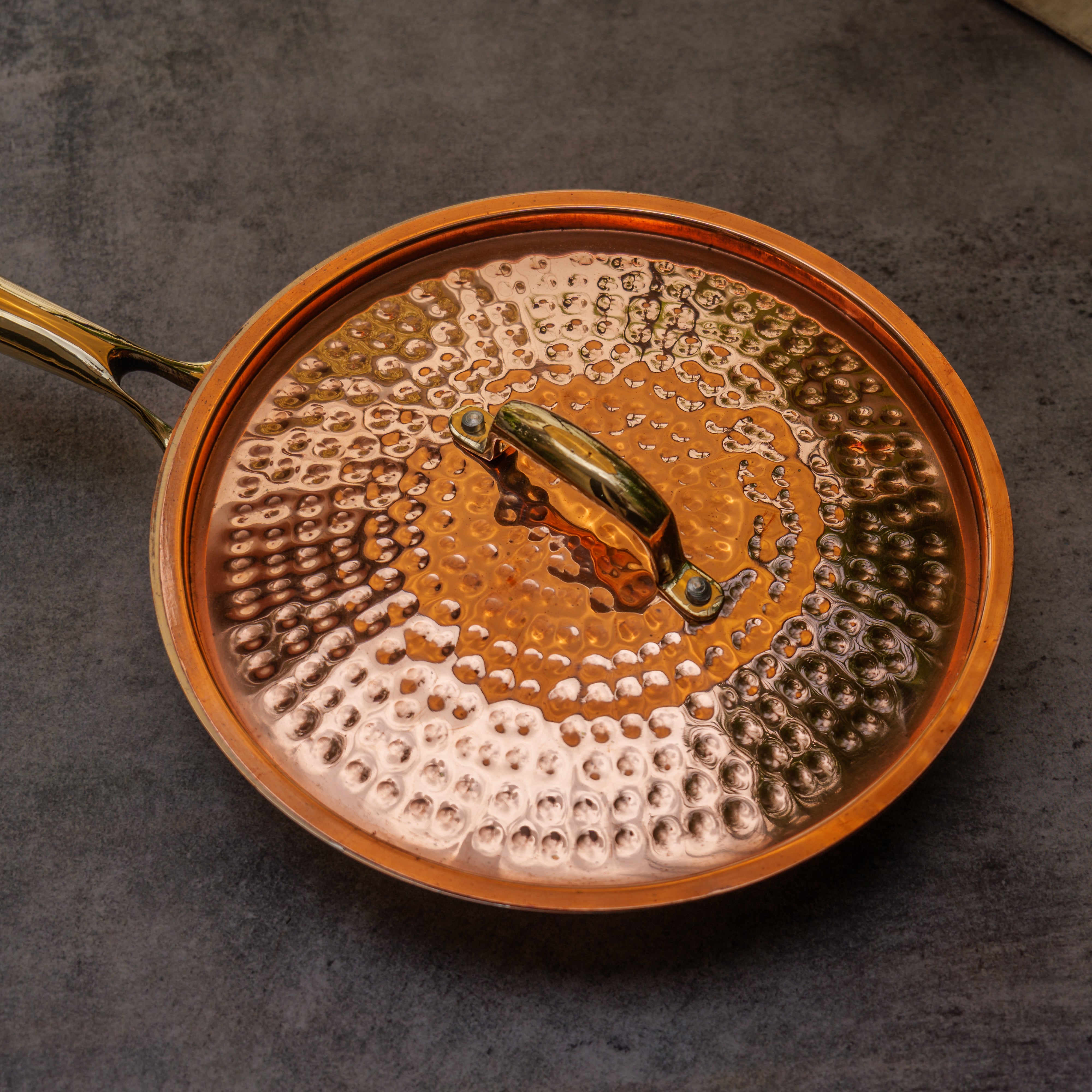 Ambi Pure Brass Copper Coated Hammered Fry Pan