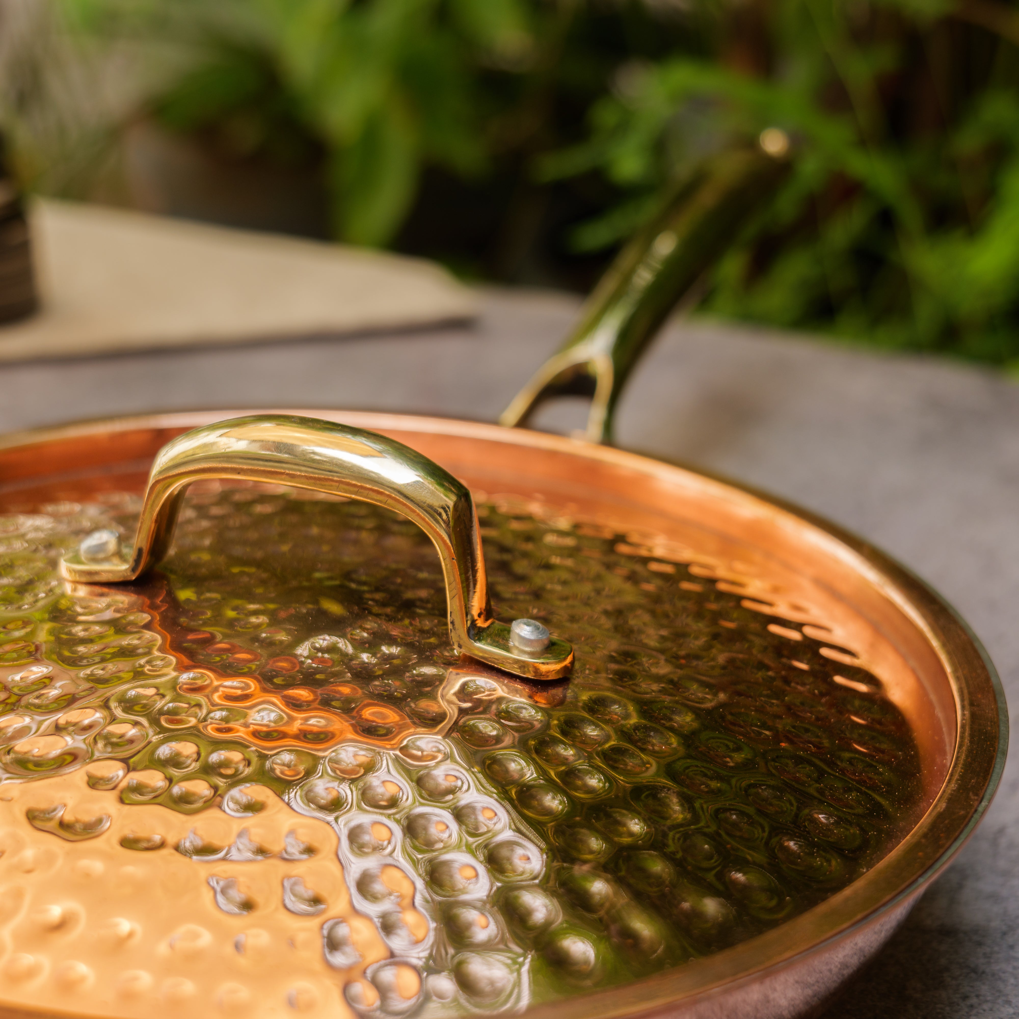 Ambi Pure Brass Copper Coated Hammered Fry Pan