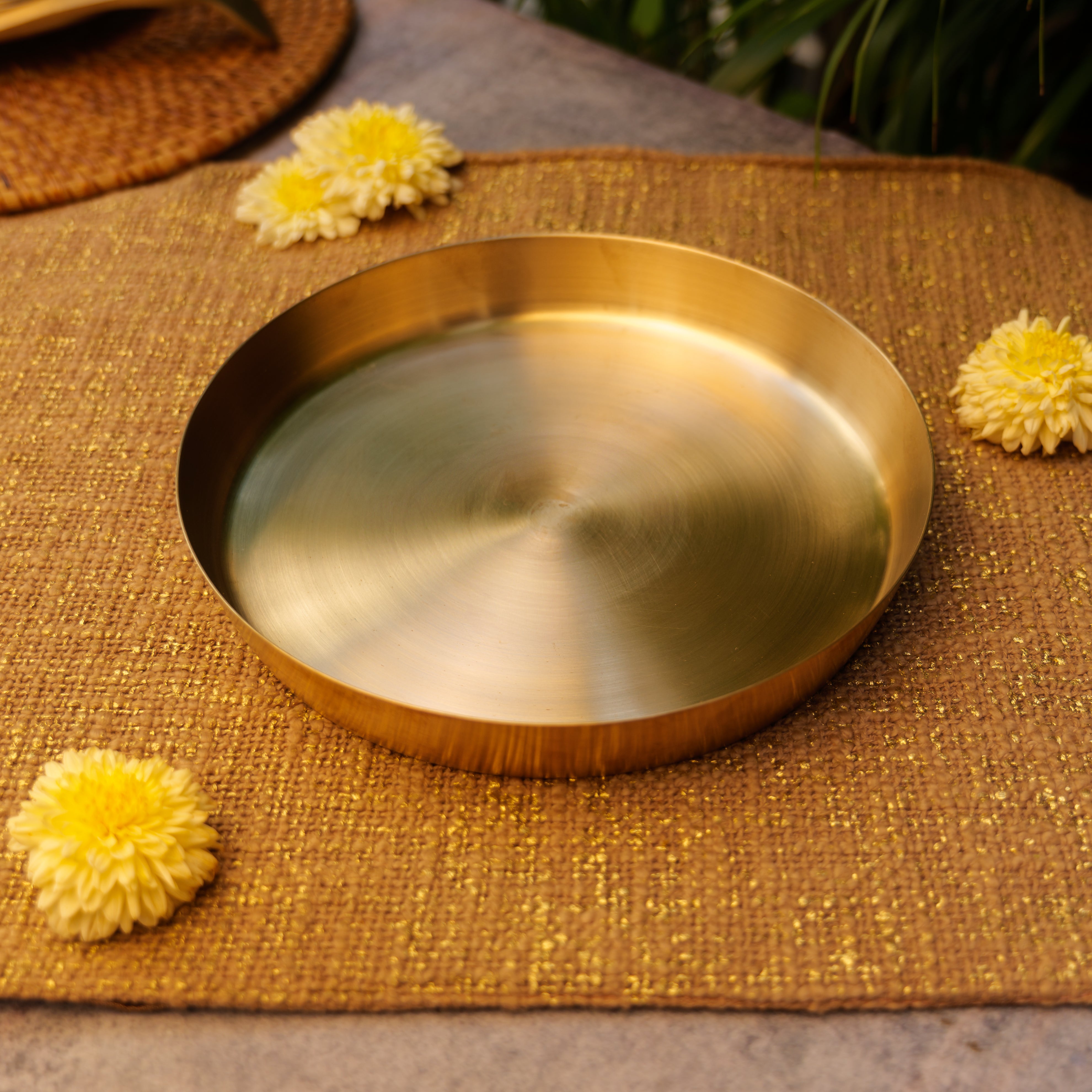 AMBI 100% Pure Kansa Thali with High Edge  / Pooja Plate - 350 gm