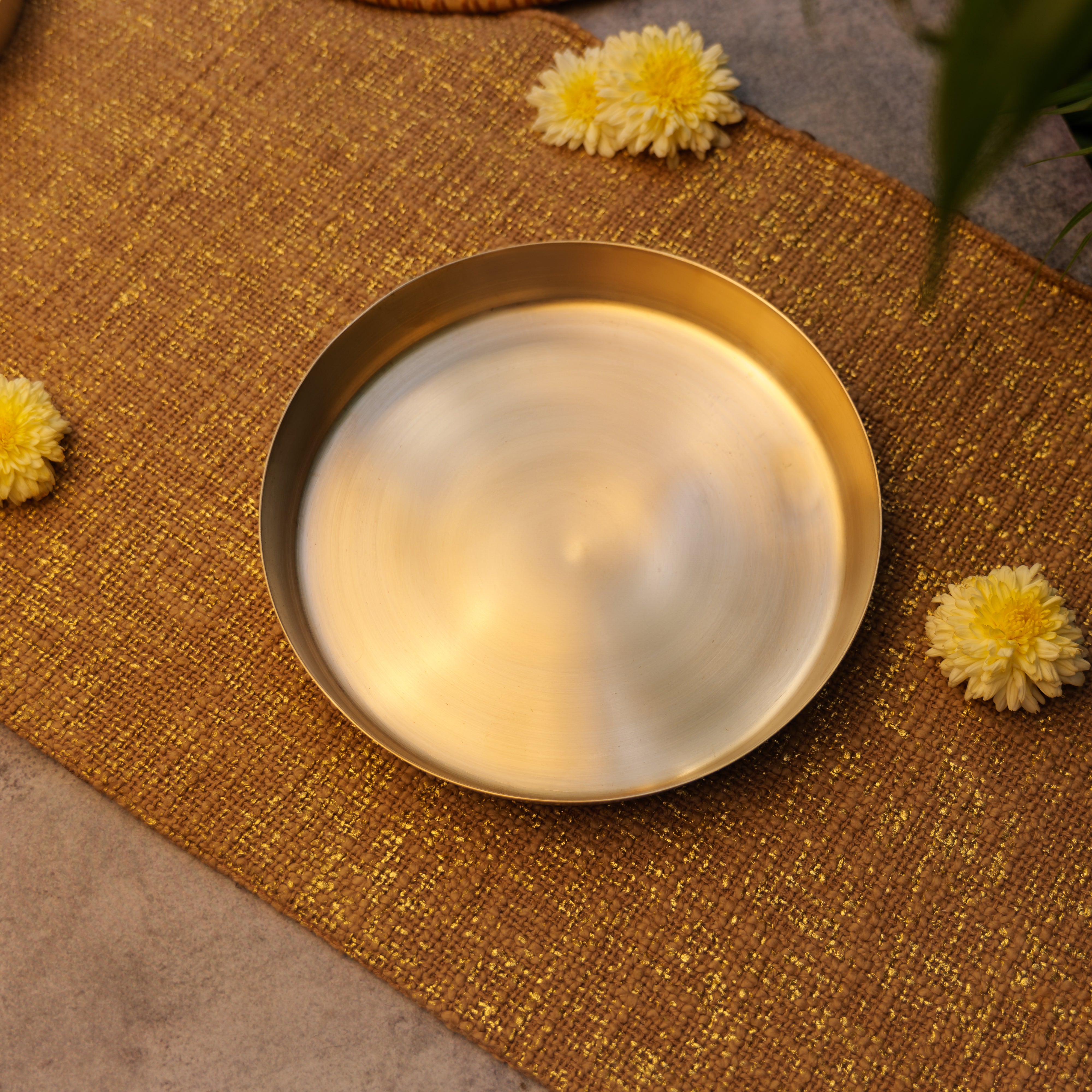 AMBI 100% Pure Kansa Thali with High Edge  / Pooja Plate - 350 gm