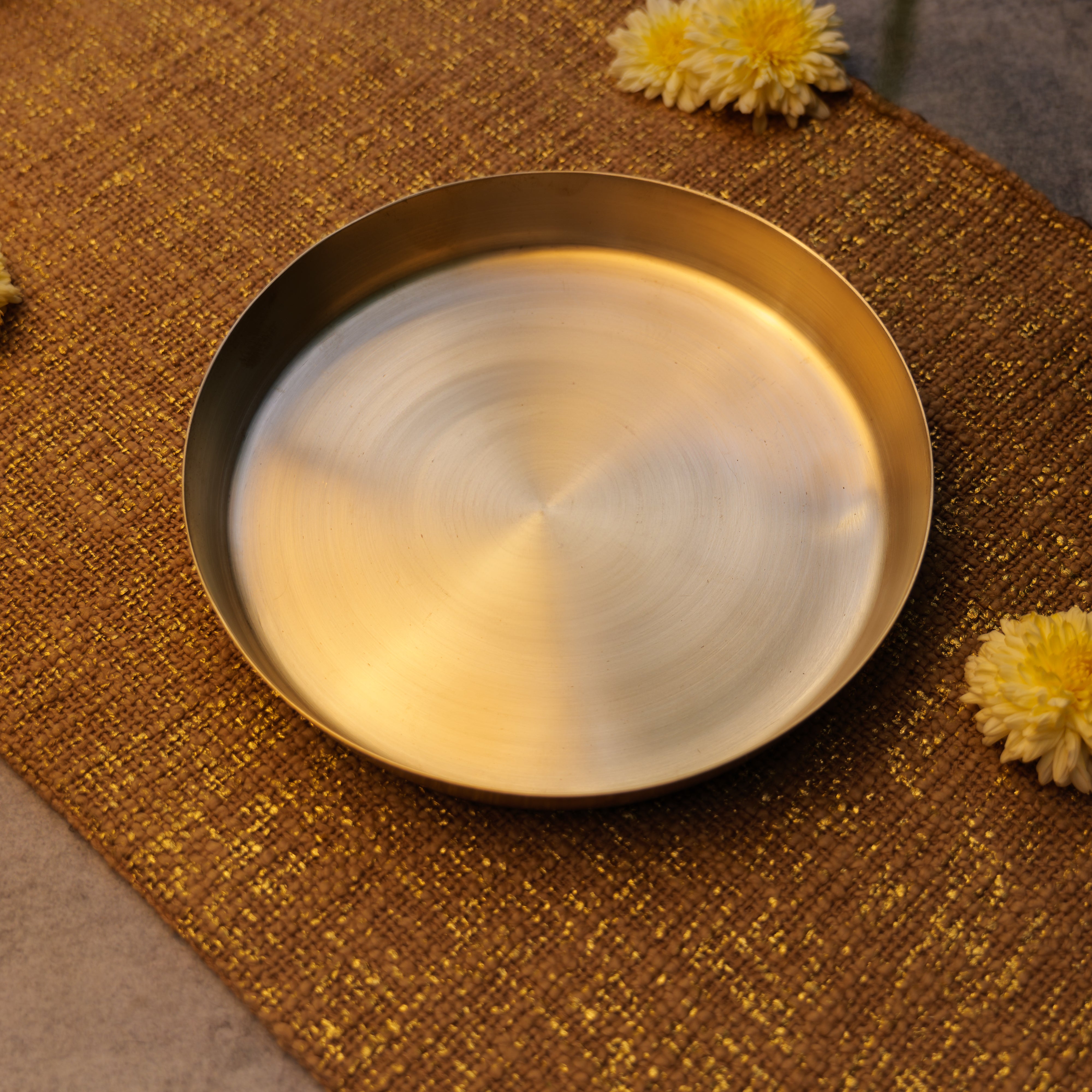 AMBI 100% Pure Kansa Thali with High Edge  / Pooja Plate - 350 gm