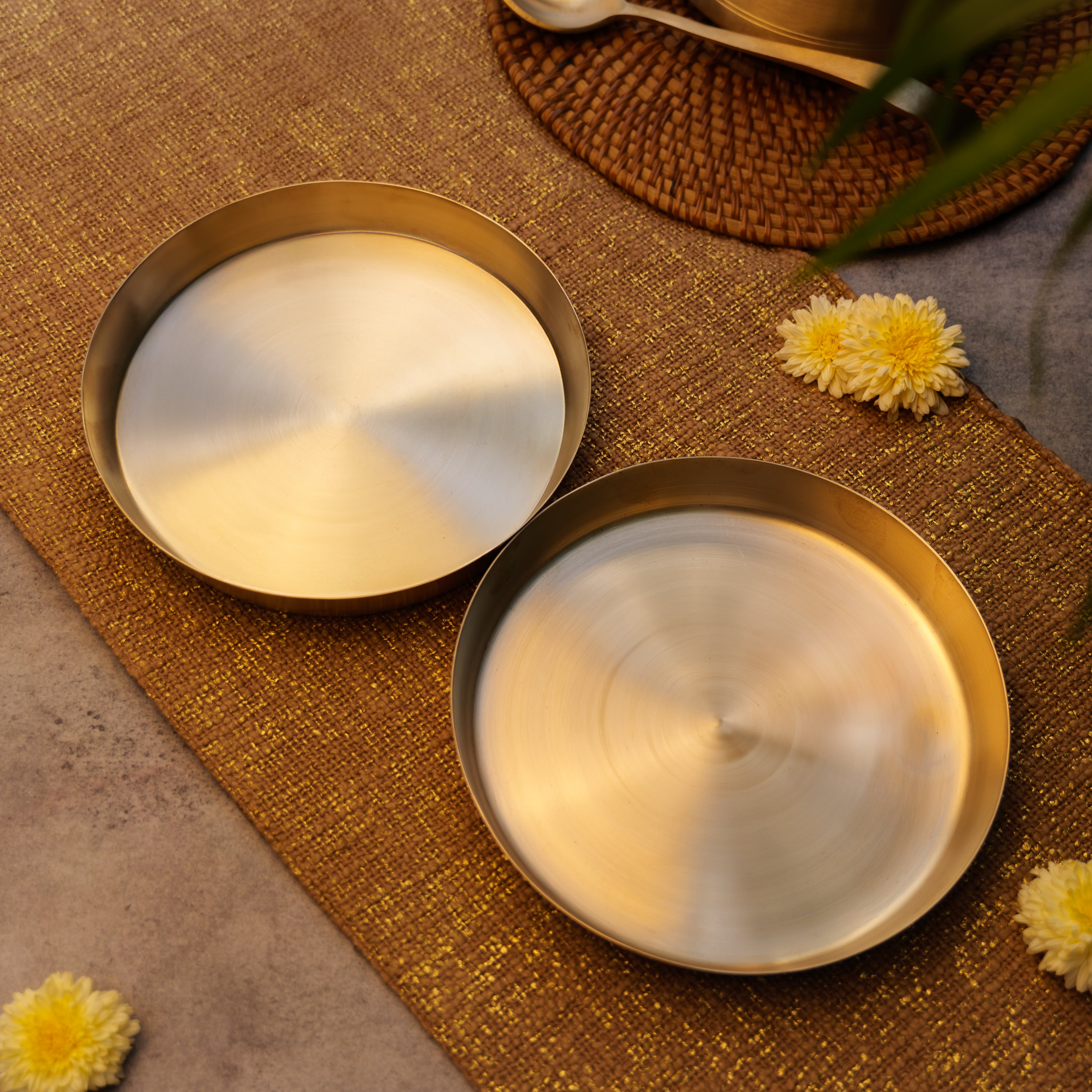 AMBI 100% Pure Kansa Thali with High Edge  / Pooja Plate - 350 gm