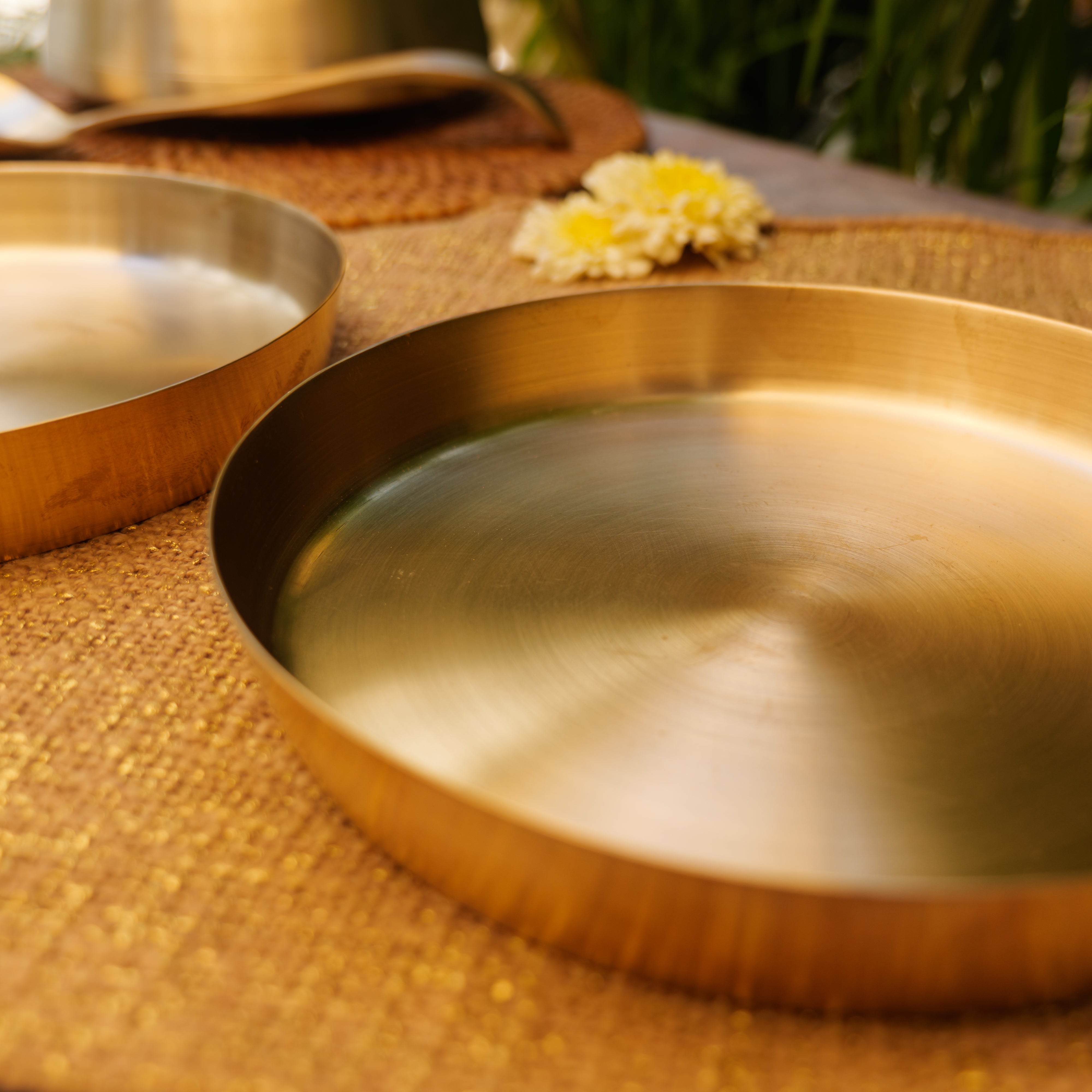 AMBI 100% Pure Kansa Thali with High Edge  / Pooja Plate - 350 gm