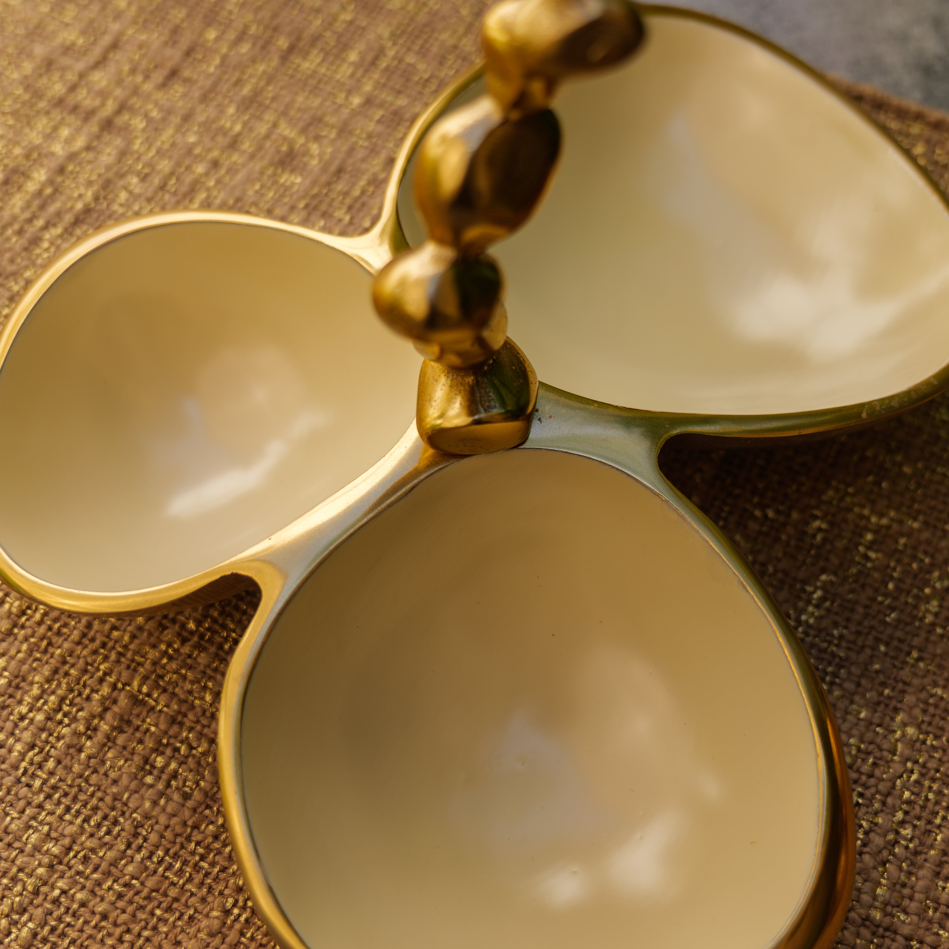 Pure Brass Gold Edge Nuts Bowls - 3 Bowls in a Single Piece