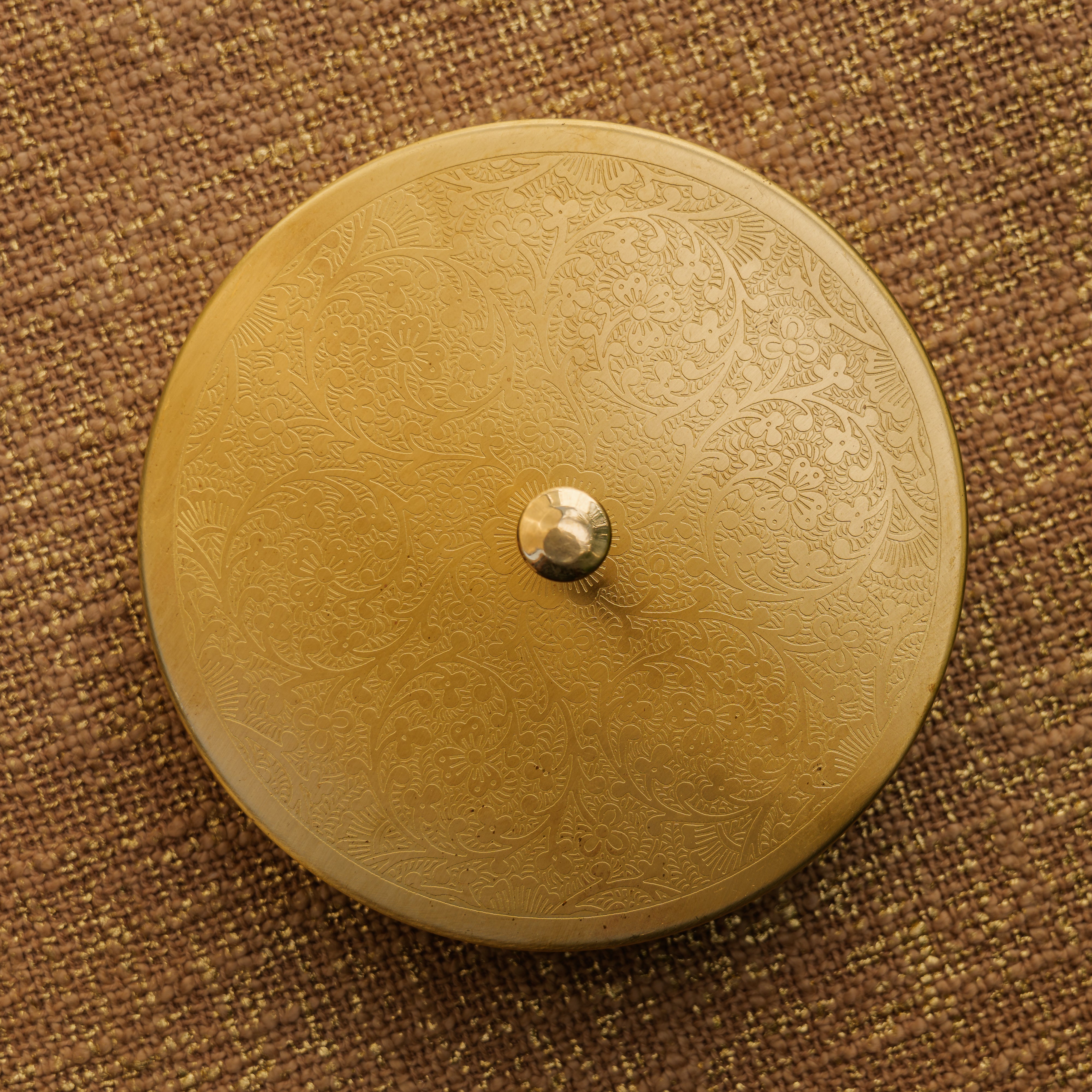 Ambi Pure Brass Elegant Etched Small Round Box