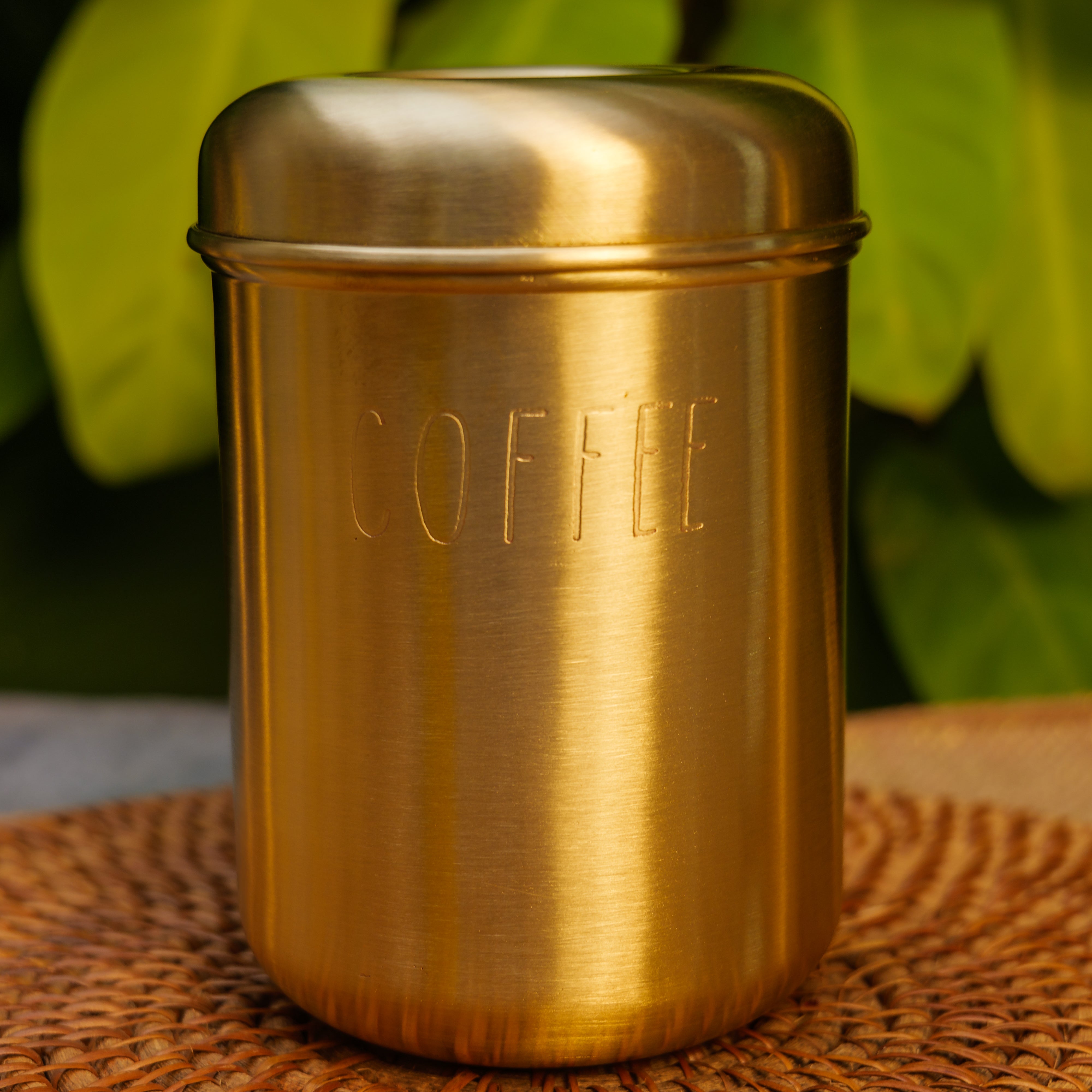 Pure Brass Coffee Jar Storage Container - 1 L