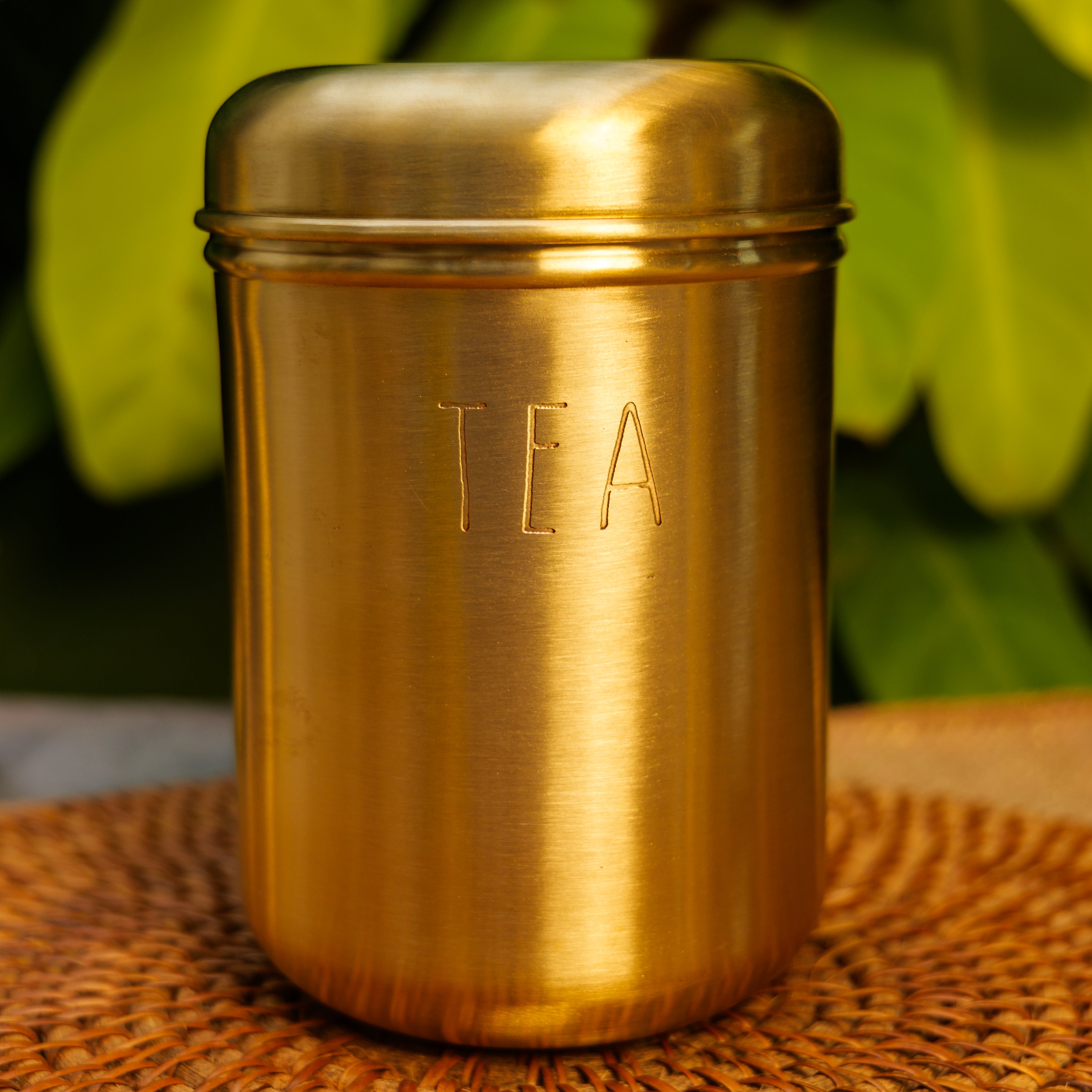 Pure Brass Tea Jar Storage Container - 1 L