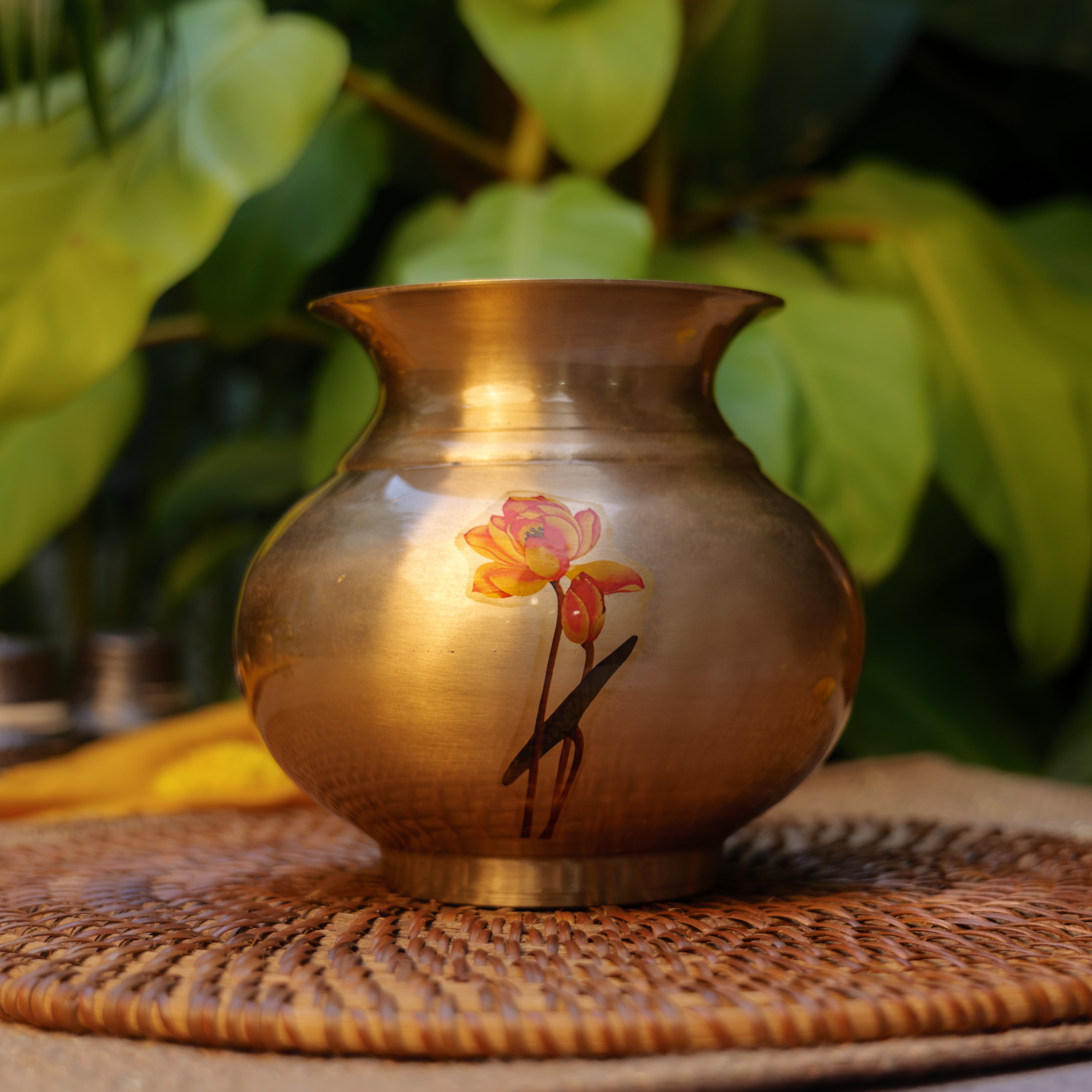 Pure Kansa Floral Hand Painted Lota/Kalash