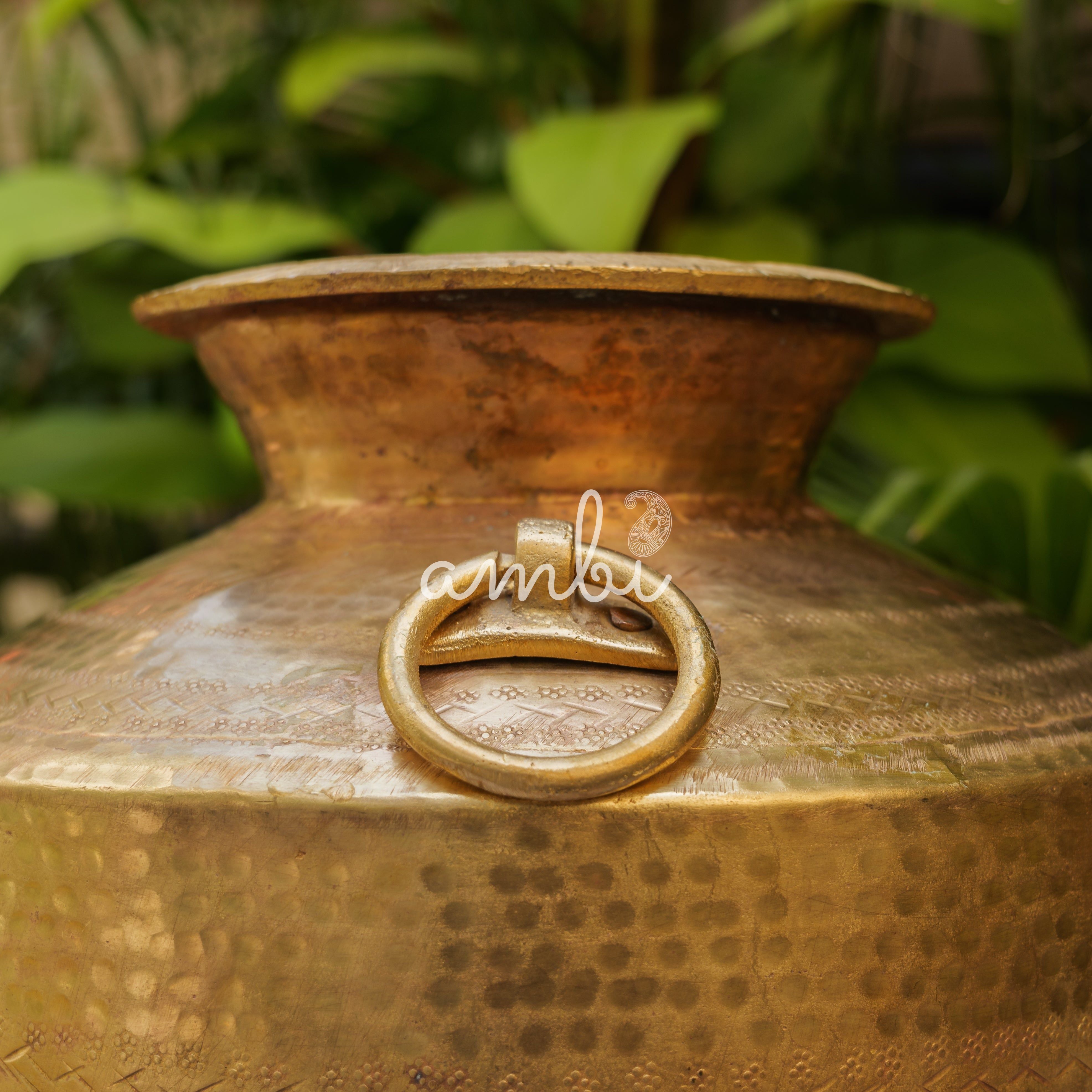 Hand Crafted Vintage Decorative Brass Rare Water Pot - Large - 10 L - Planter / Vase