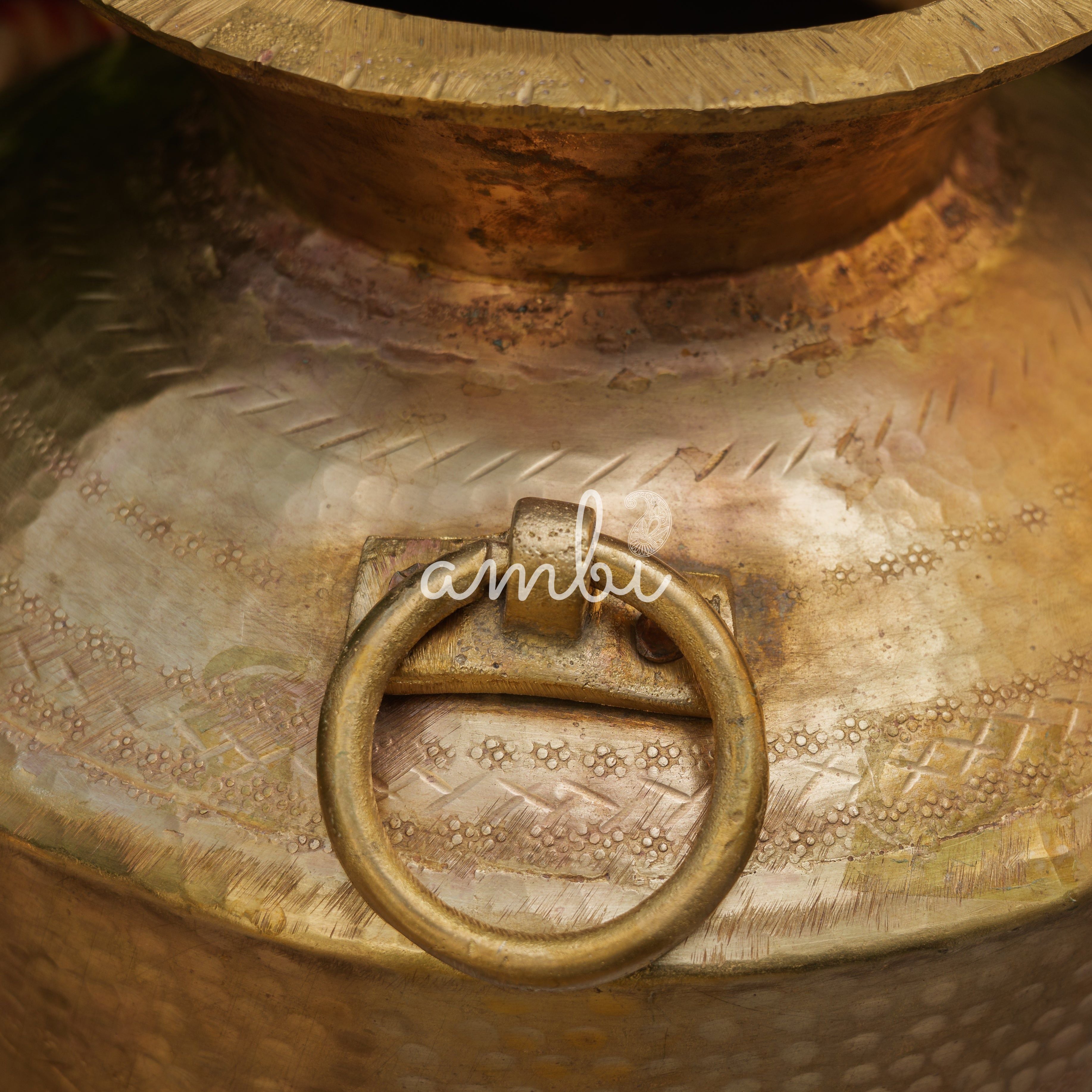 Hand Crafted Vintage Decorative Brass Rare Water Pot - Large - 10 L - Planter / Vase