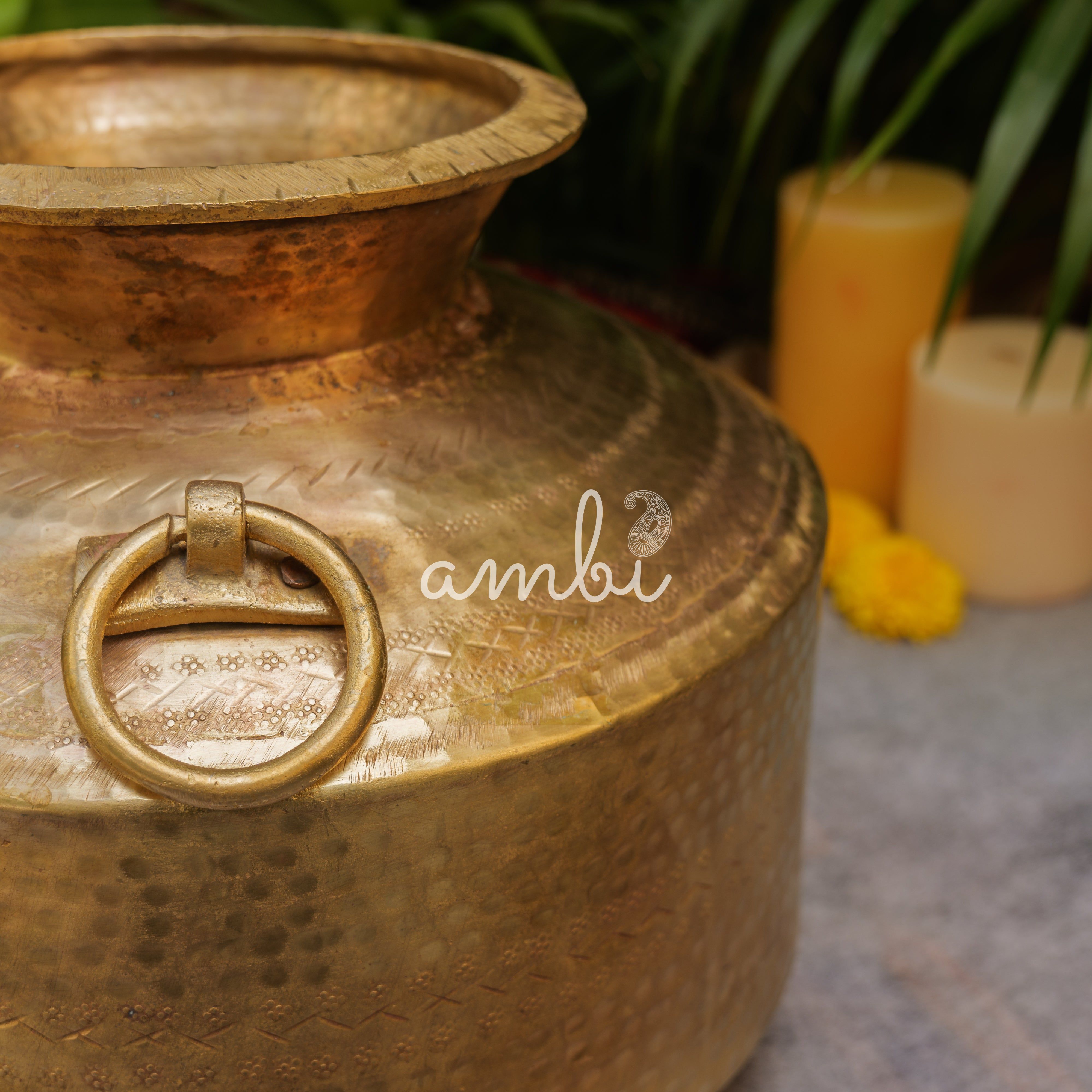 Hand Crafted Vintage Decorative Brass Rare Water Pot - Large - 10 L - Planter / Vase