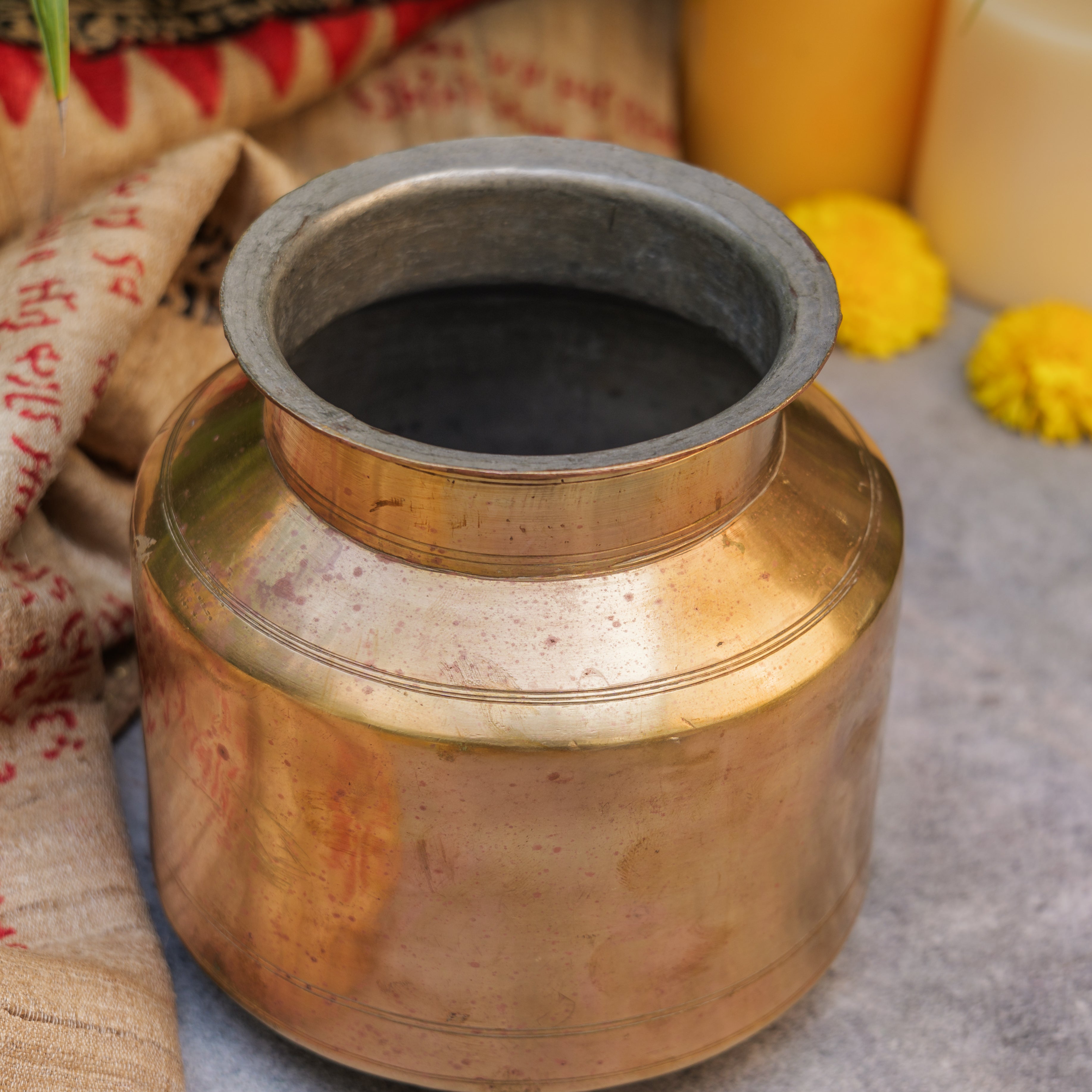 Handcrafted Vintage Conical Brass Vessel / Vase / Lota / Matka