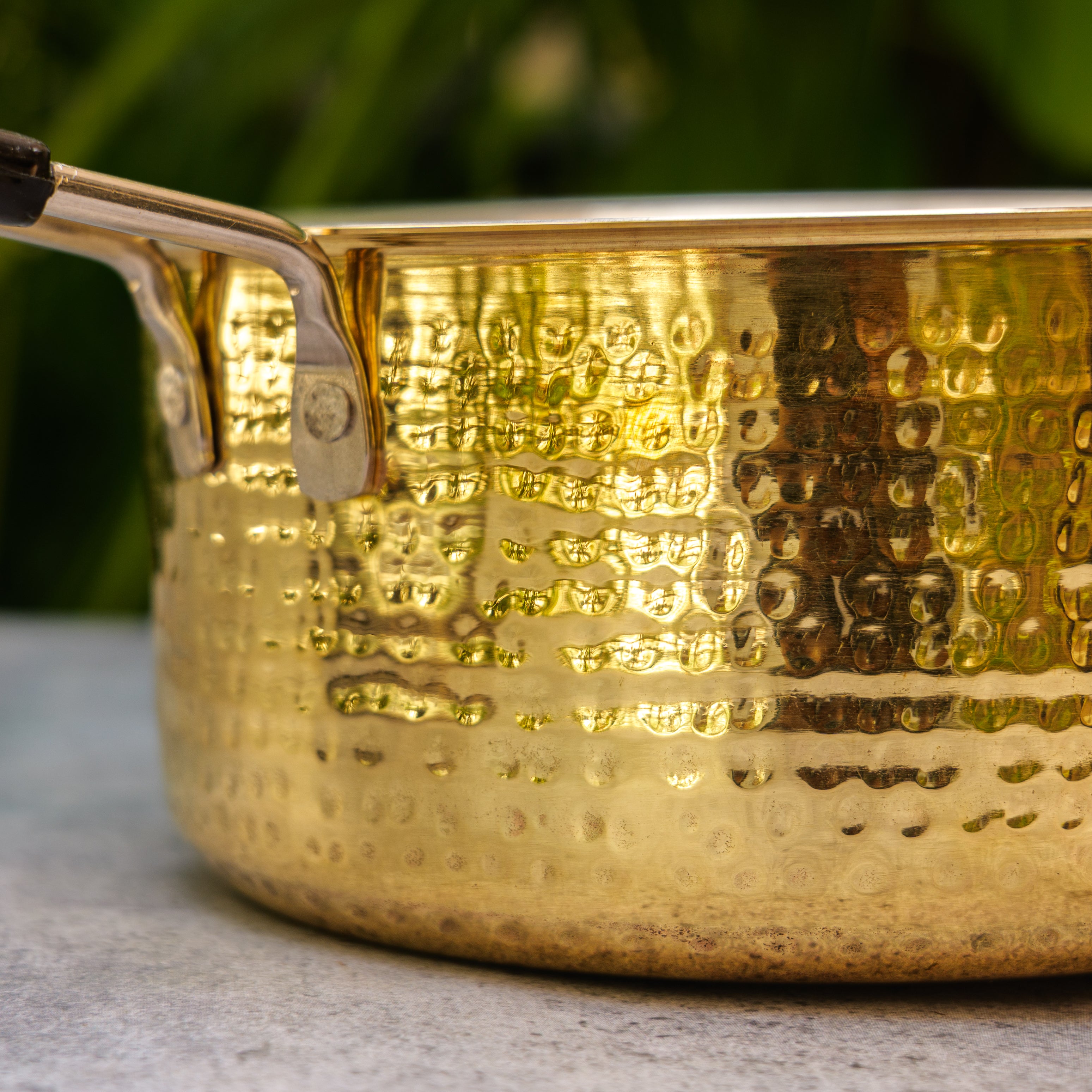 Elegant Pure Brass Hammered Sauce Pan / Tea Pan with 'Kalai' Tin Coating - 7.5 inches diameter