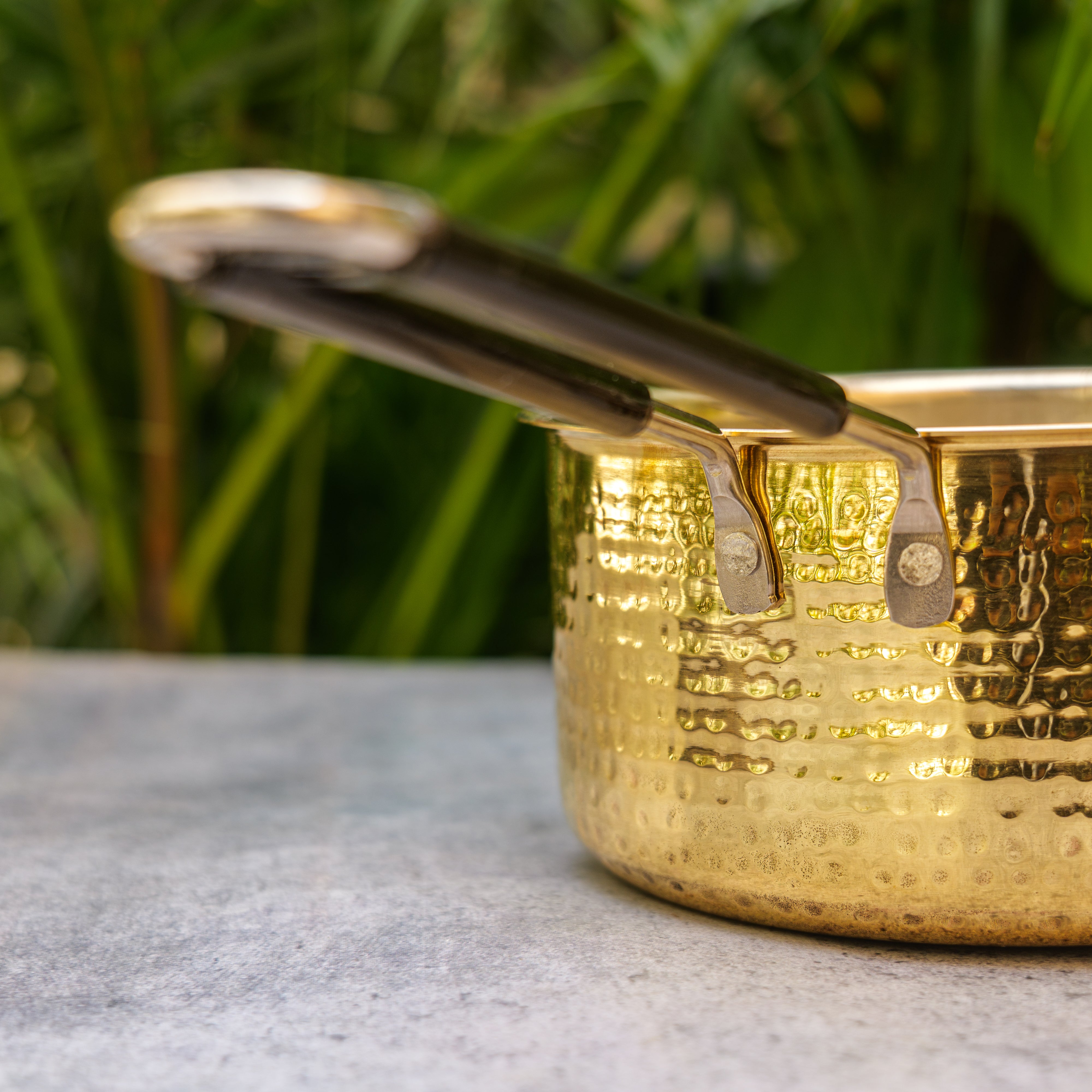 Elegant Pure Brass Hammered Sauce Pan / Tea Pan with 'Kalai' Tin Coating - 7.5 inches diameter