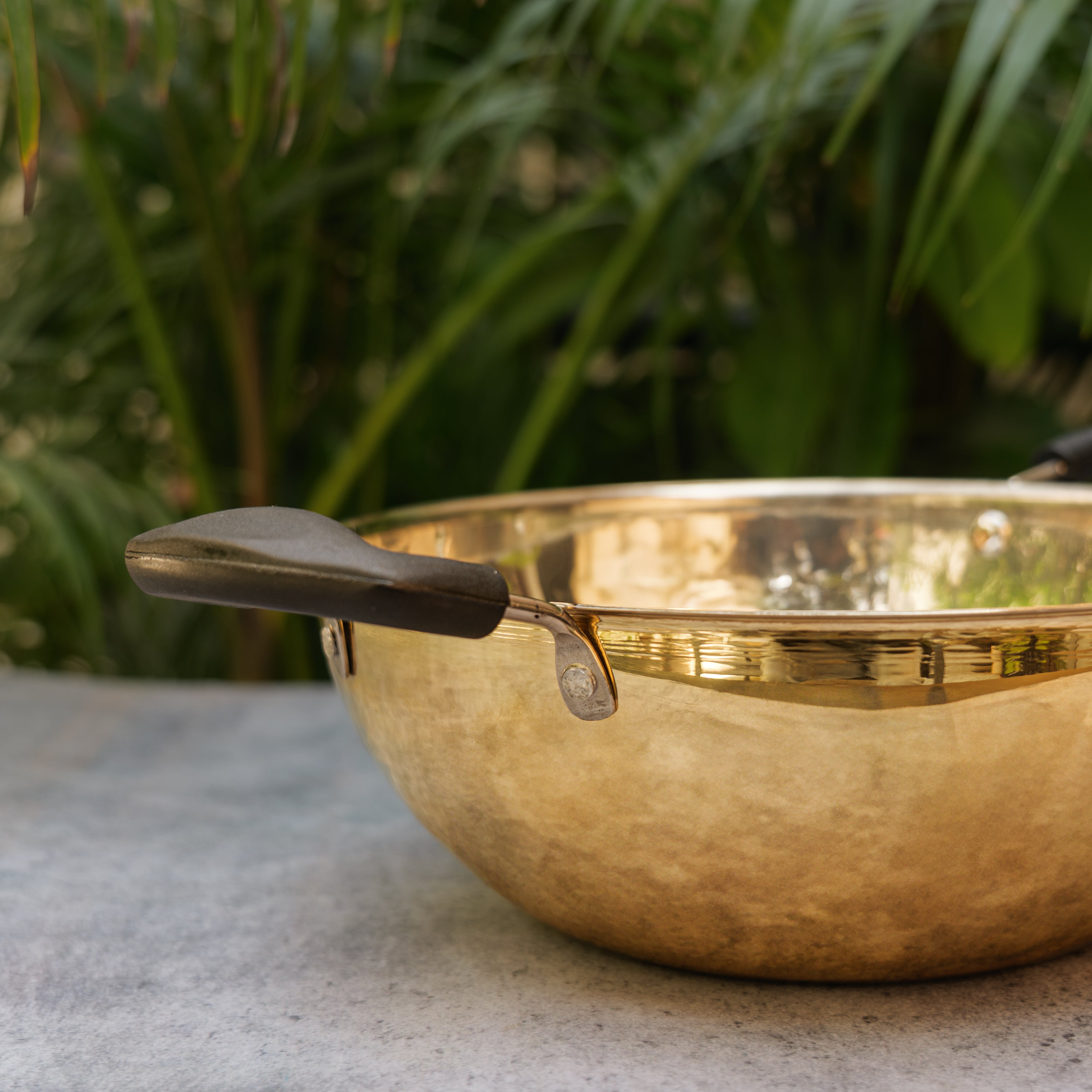 Brass Traditional Kadhai / Kadai with Glass Top - 10 inches Diameter