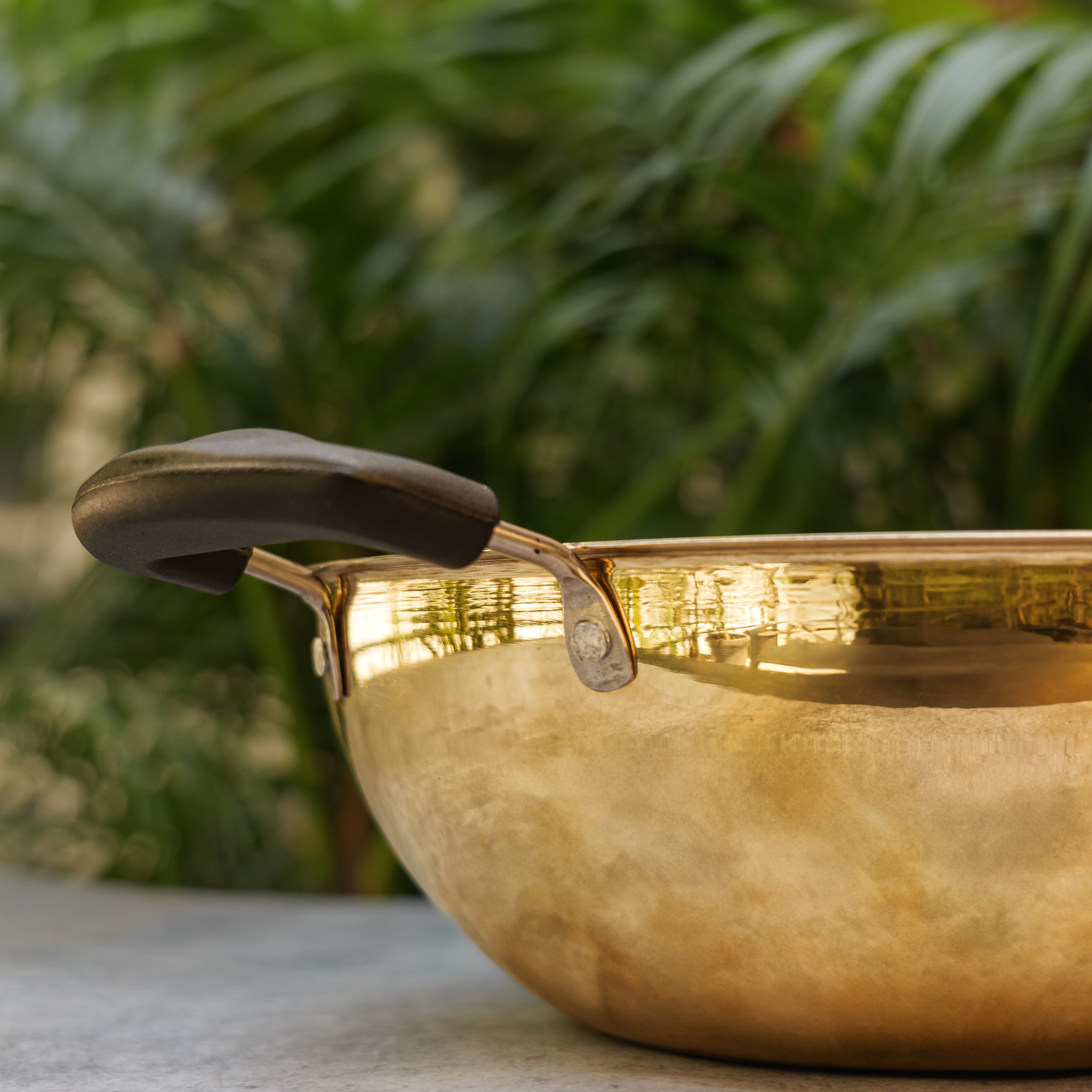 Brass Traditional Kadhai / Kadai with Glass Top - 10 inches Diameter