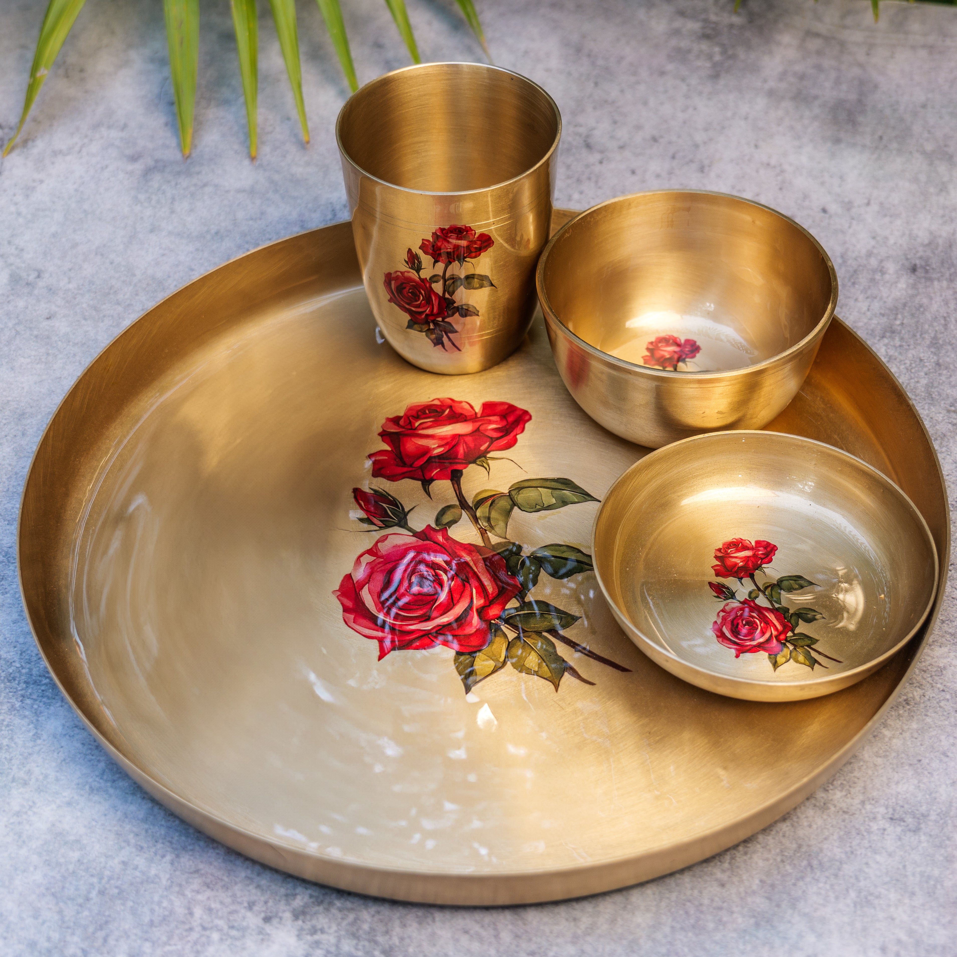 Ambi Pure Kansa Floral Thali Set of 5