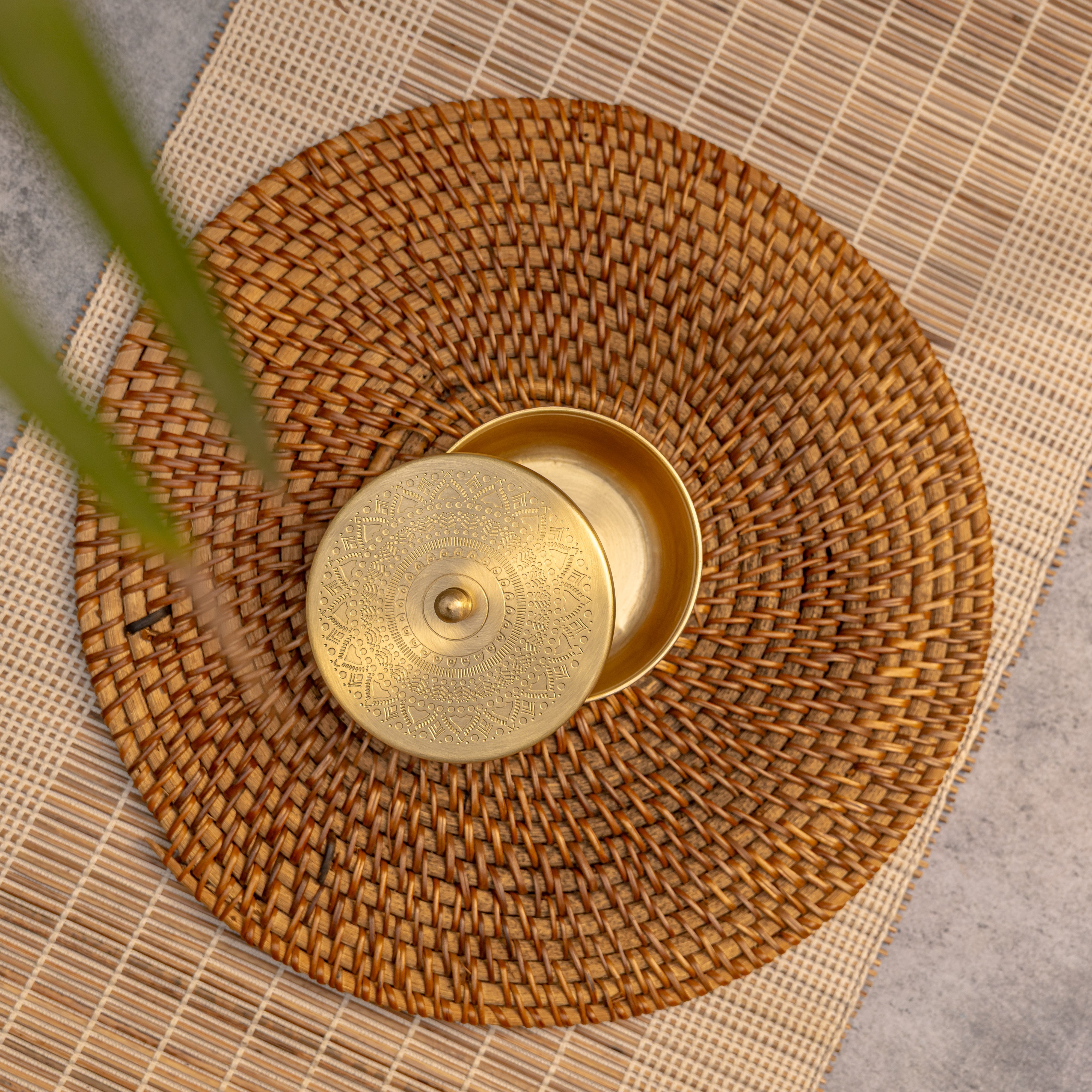 Pure Brass Small Nut / Trinket Jar Box  - 3.5 inches Diameter - Mandala Design