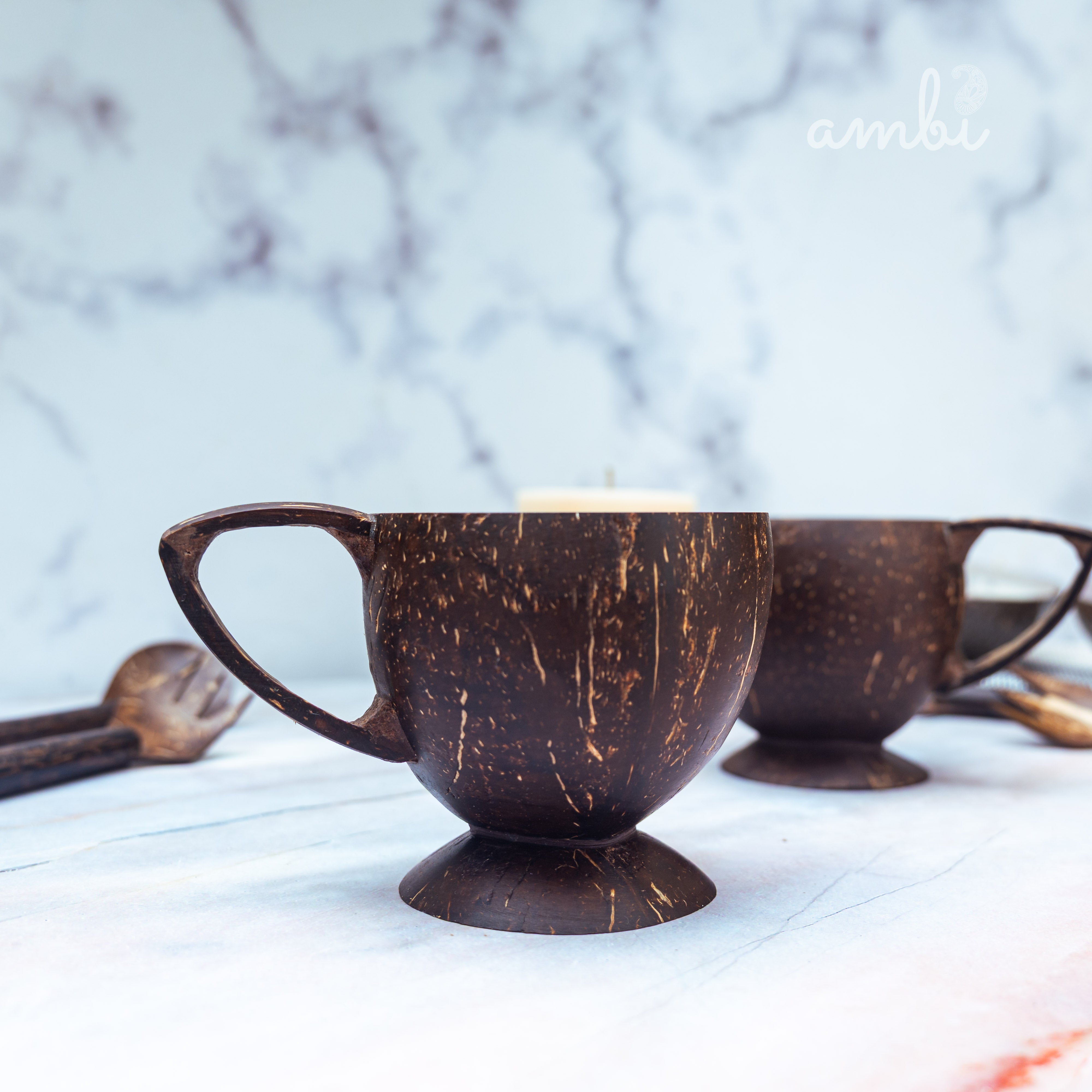 Coconut Shell Tea Cups- Set of 2