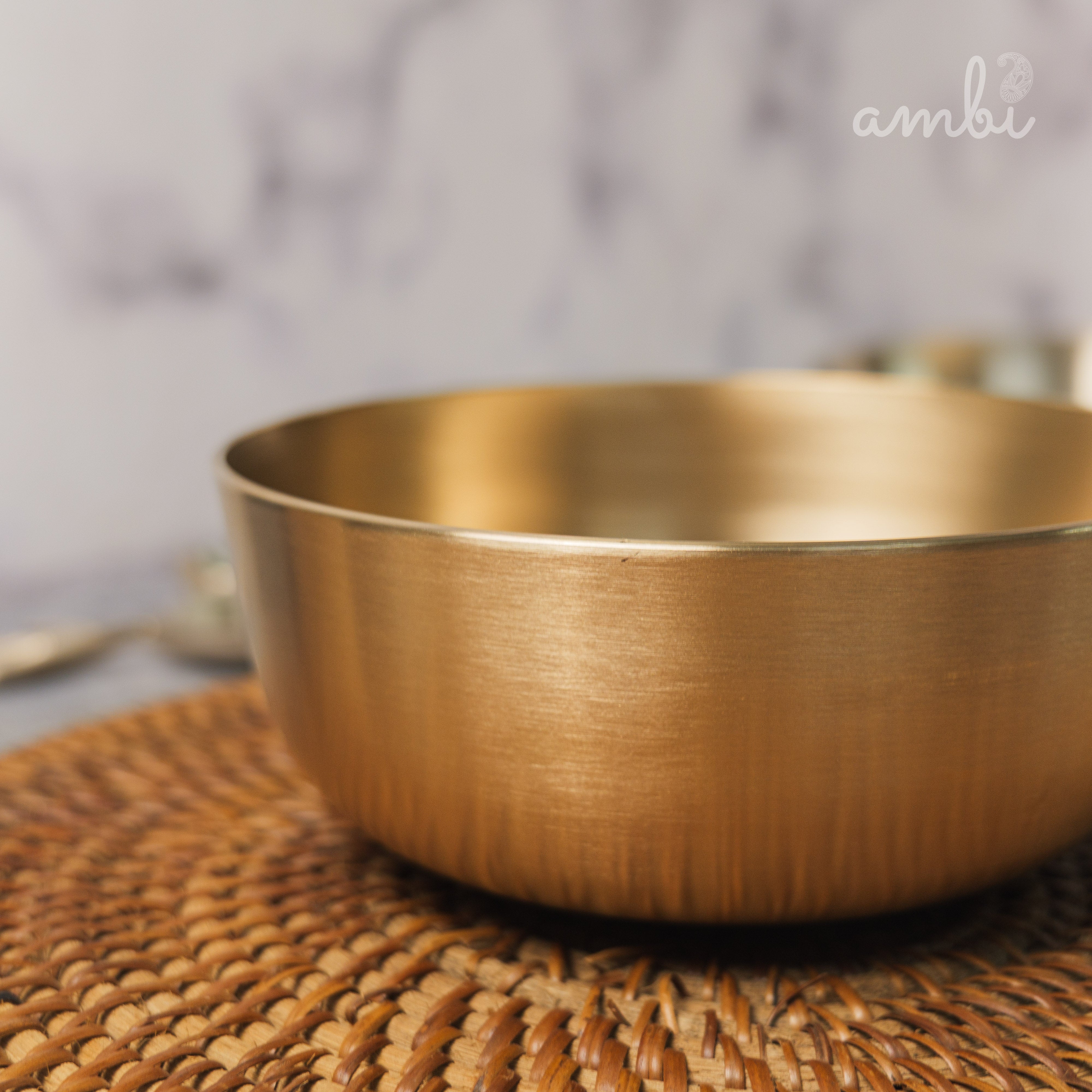 AMBI Pure 100% Lead Free Kansa Elegant Large Serving Bowl Heavy Make-  Deep 6.0 inches (900 ml)