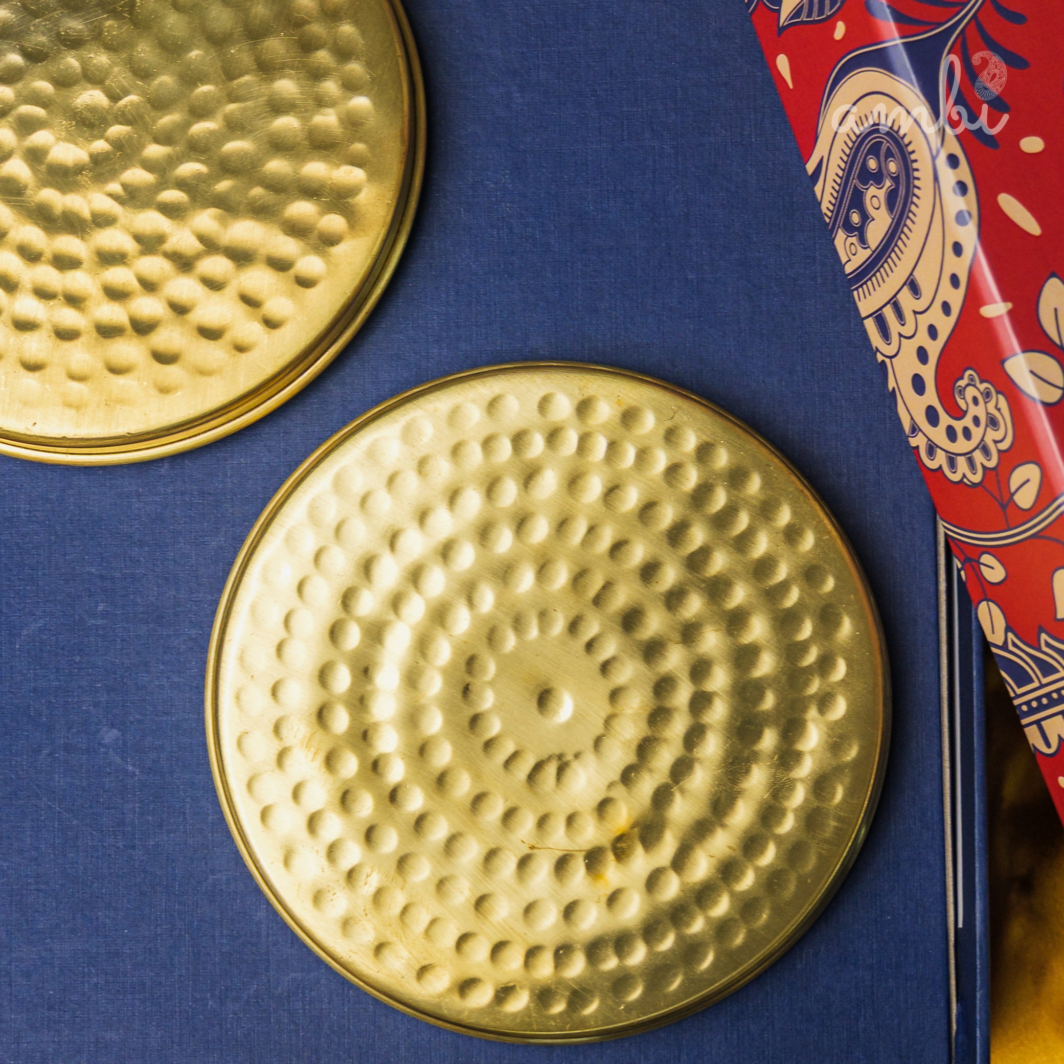 Ambi Gift of Elegance : 2 Pure Brass Hammered Storage Box