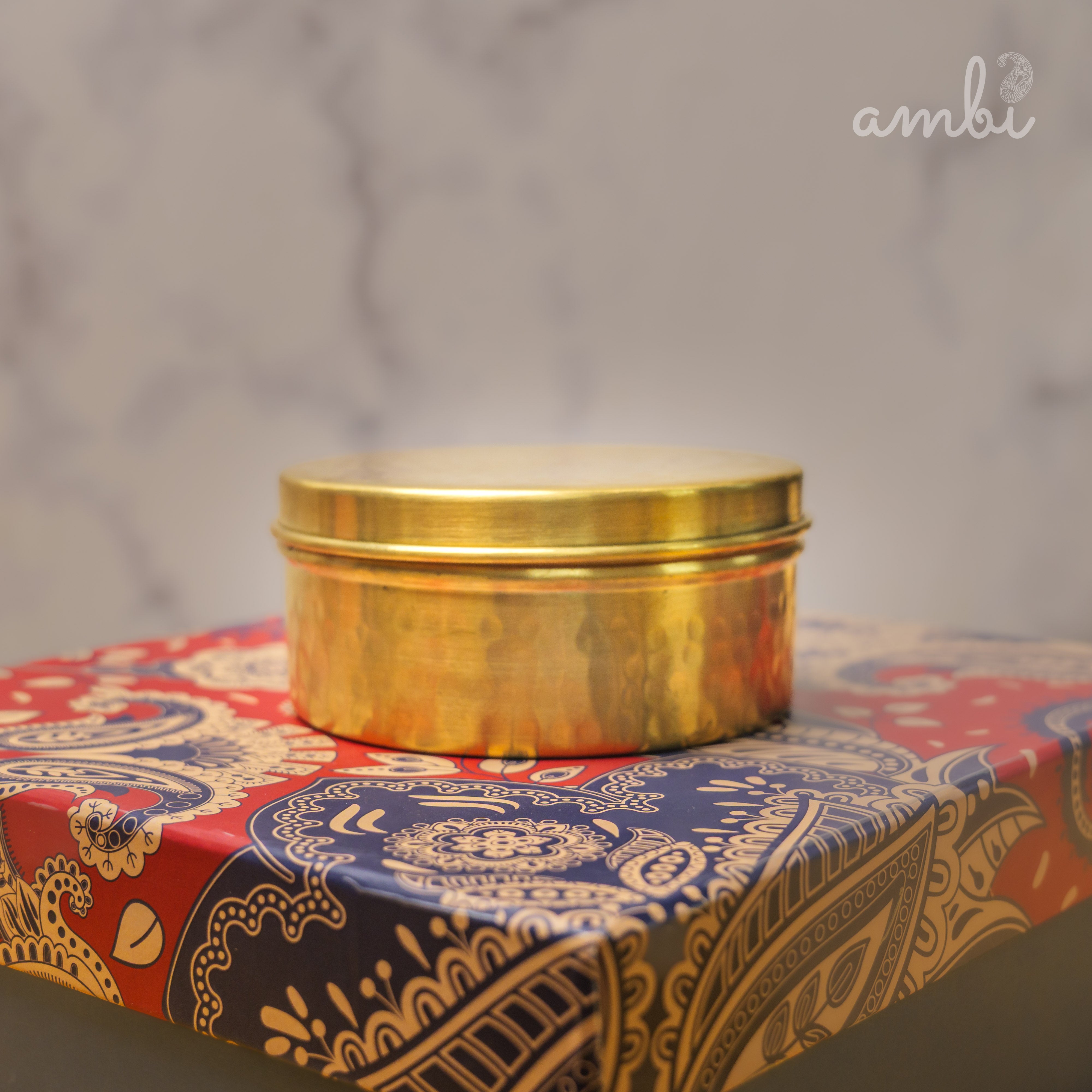 Ambi Gift of Elegance : 2 Pure Brass Hammered Storage Box