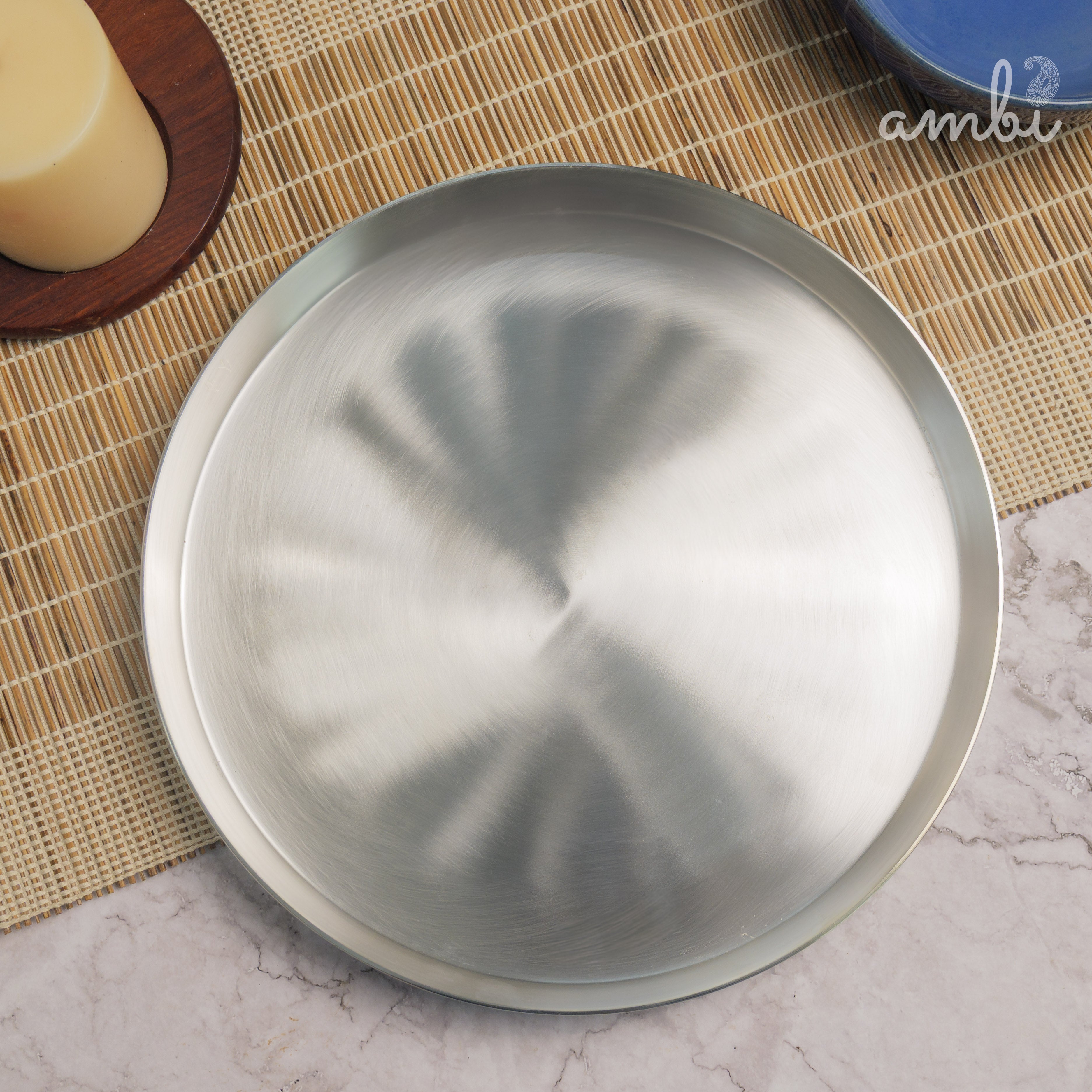 Ambi’ Exclusive "PURE Silver"-Plated Brass Thali 11.5– Timeless Elegance for Your Table
