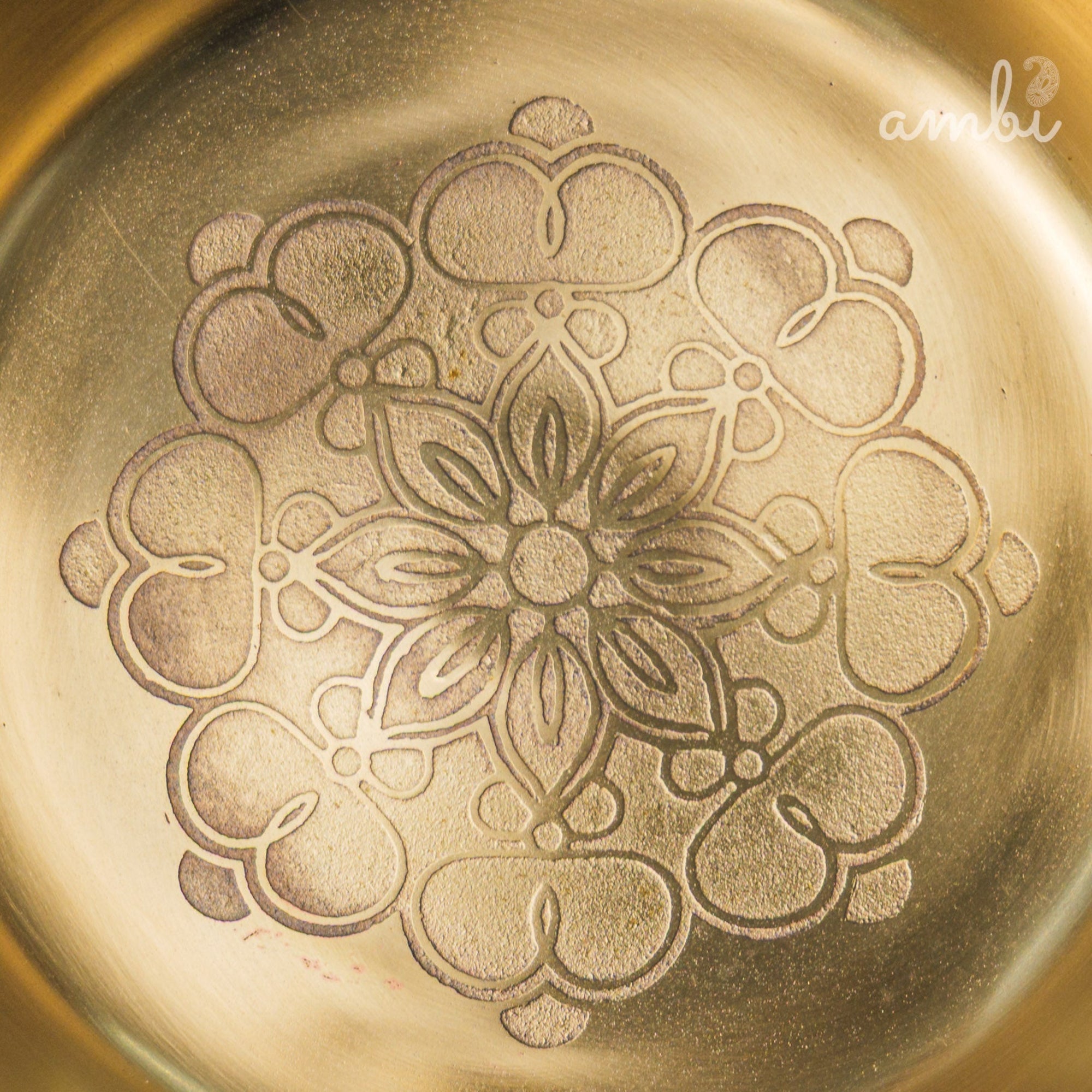 Gift Box – Ambi 100% Pure Lead-Free Kansa Plate with Mandala Etching (6-Inch Diameter) & Matching Kansa Spoon