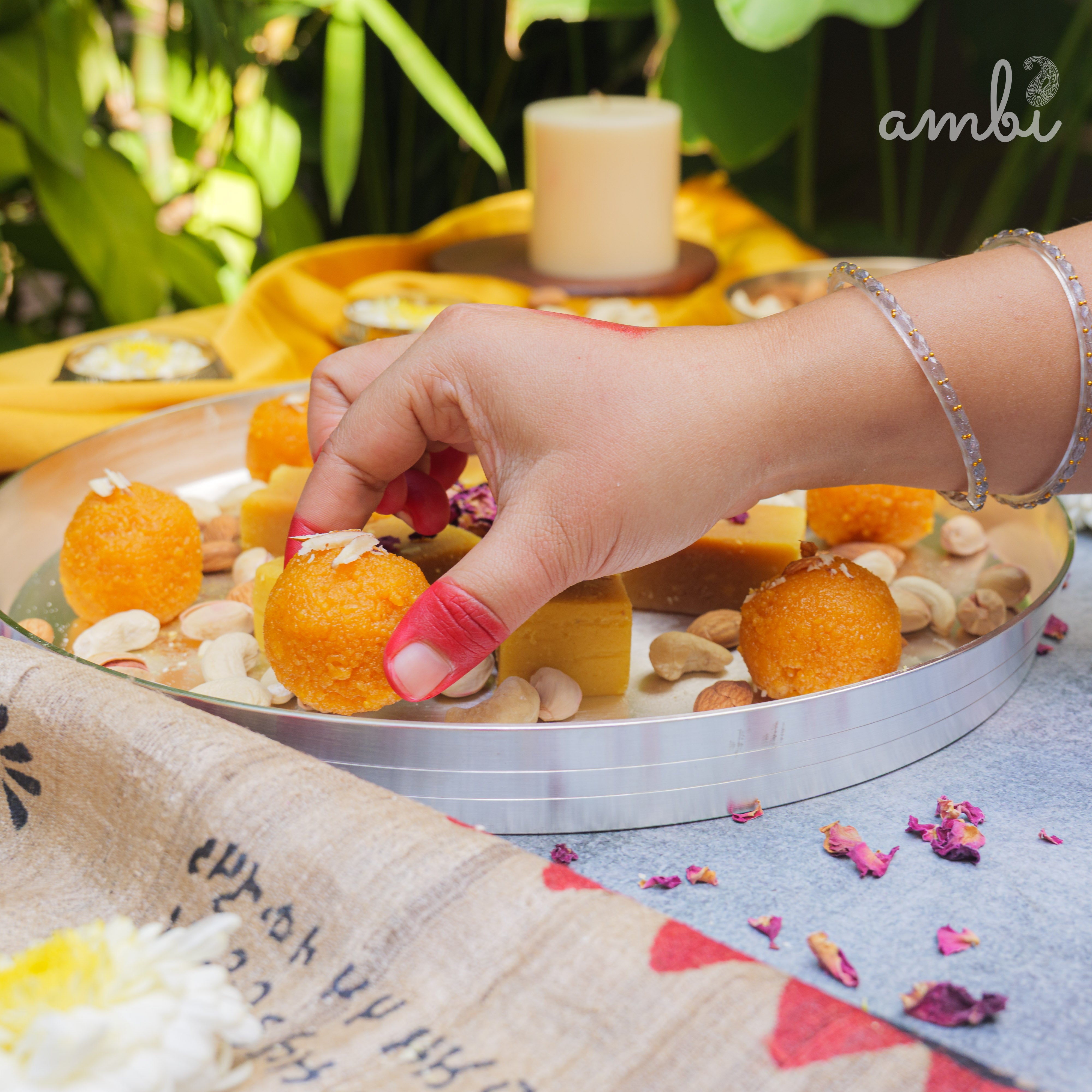 Ambi’ Exclusive "PURE Silver"-Plated Brass Thali 11.5– Timeless Elegance for Your Table