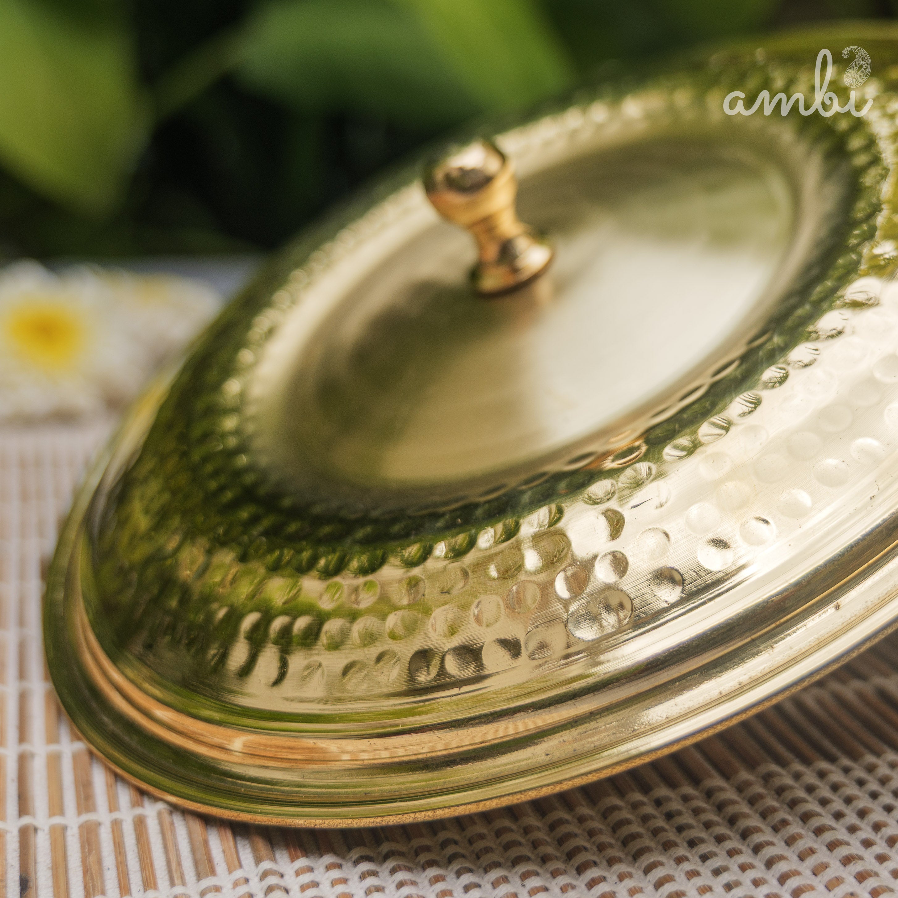 Pure Brass Hammered Biriyani Lagan / Degchi with Kalai - 9 inches diameter