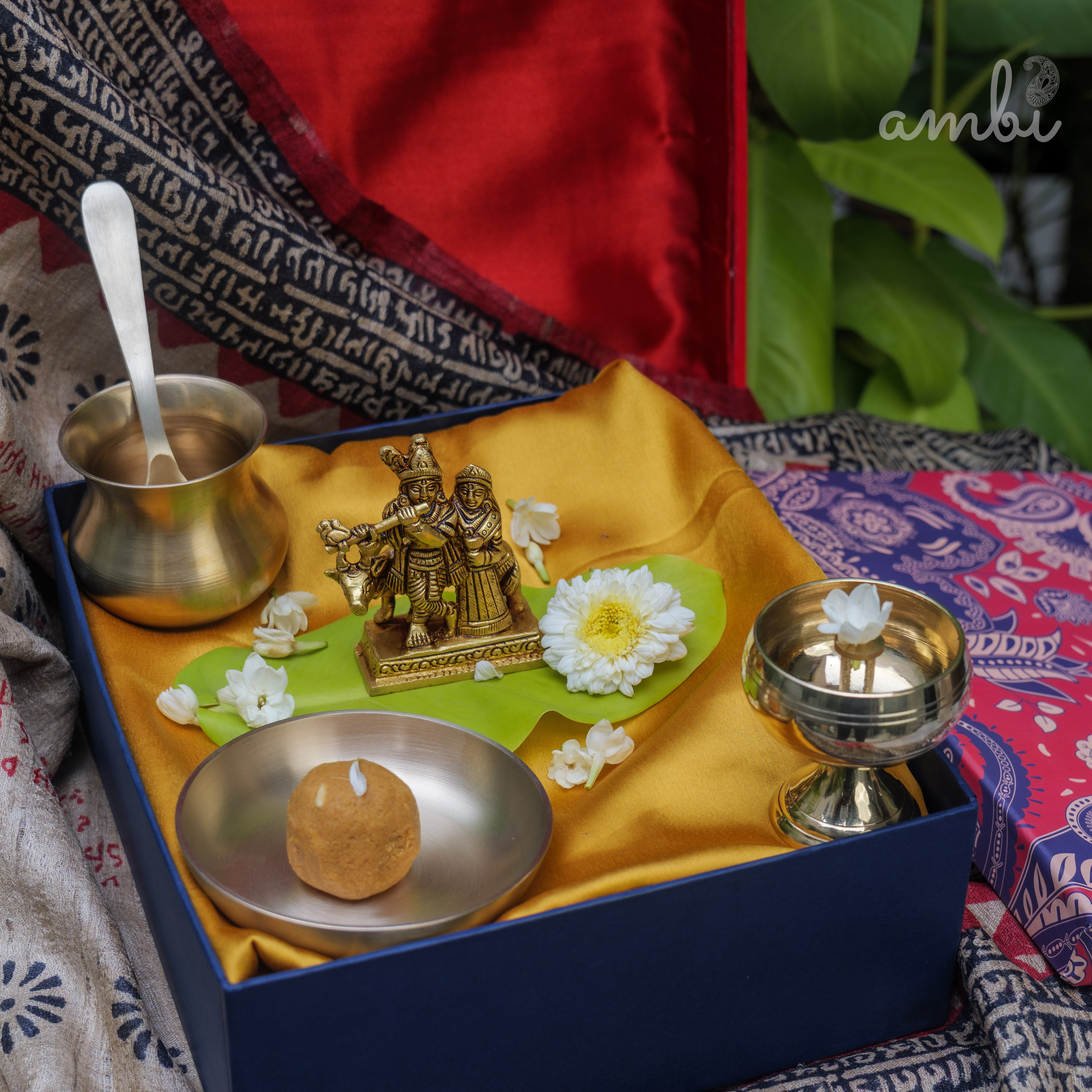 Pure Brass Radha and Krishna Idol - 3.2 inch height