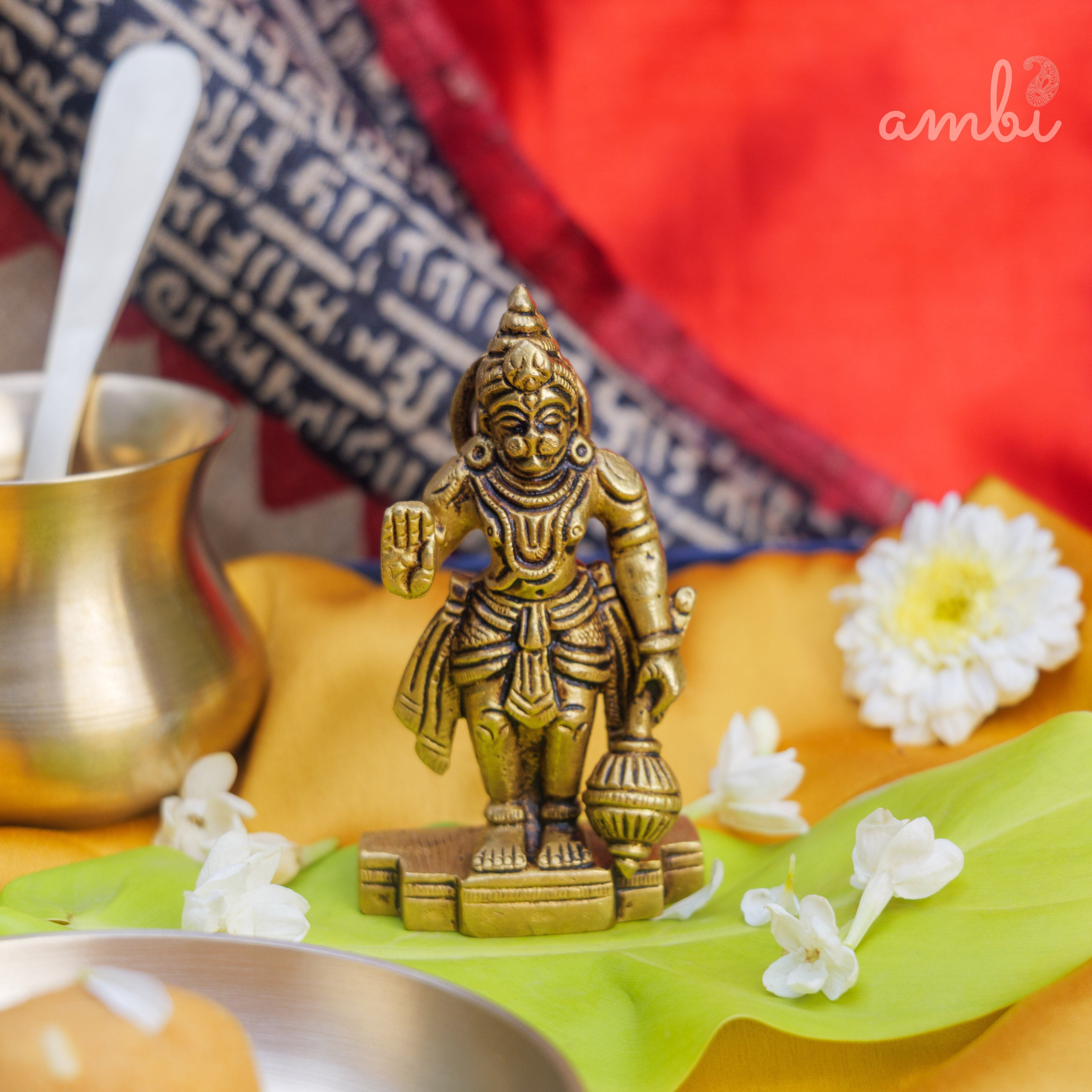 Pure Brass Lord Hanuman Idol - 3.8 inch height