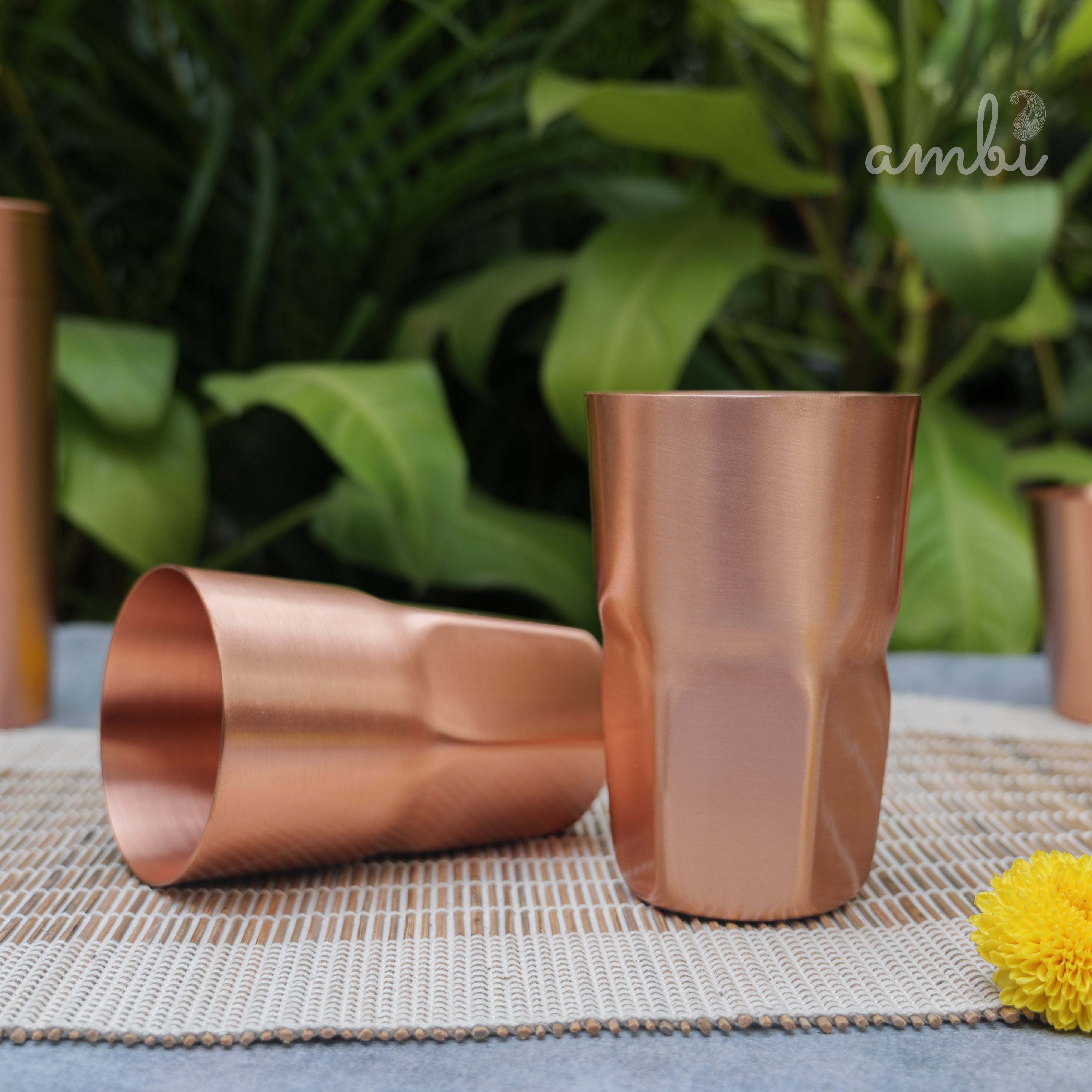 Ambi Elegant Ergo-Grip Pure Copper Tall Tumbler - 400 ML - Heavy Make