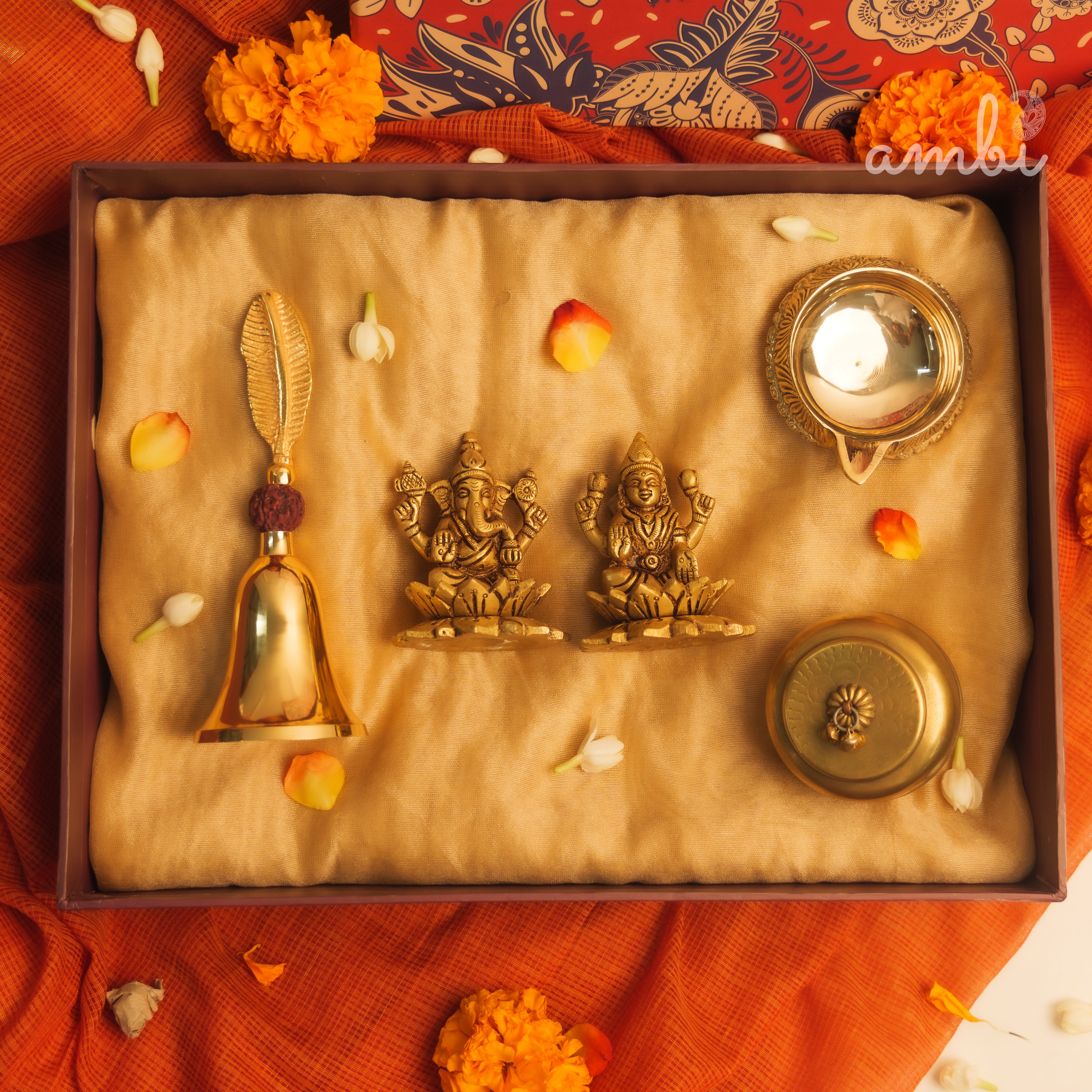 Pure Brass Laxmi Ganesh Idol Giftbox