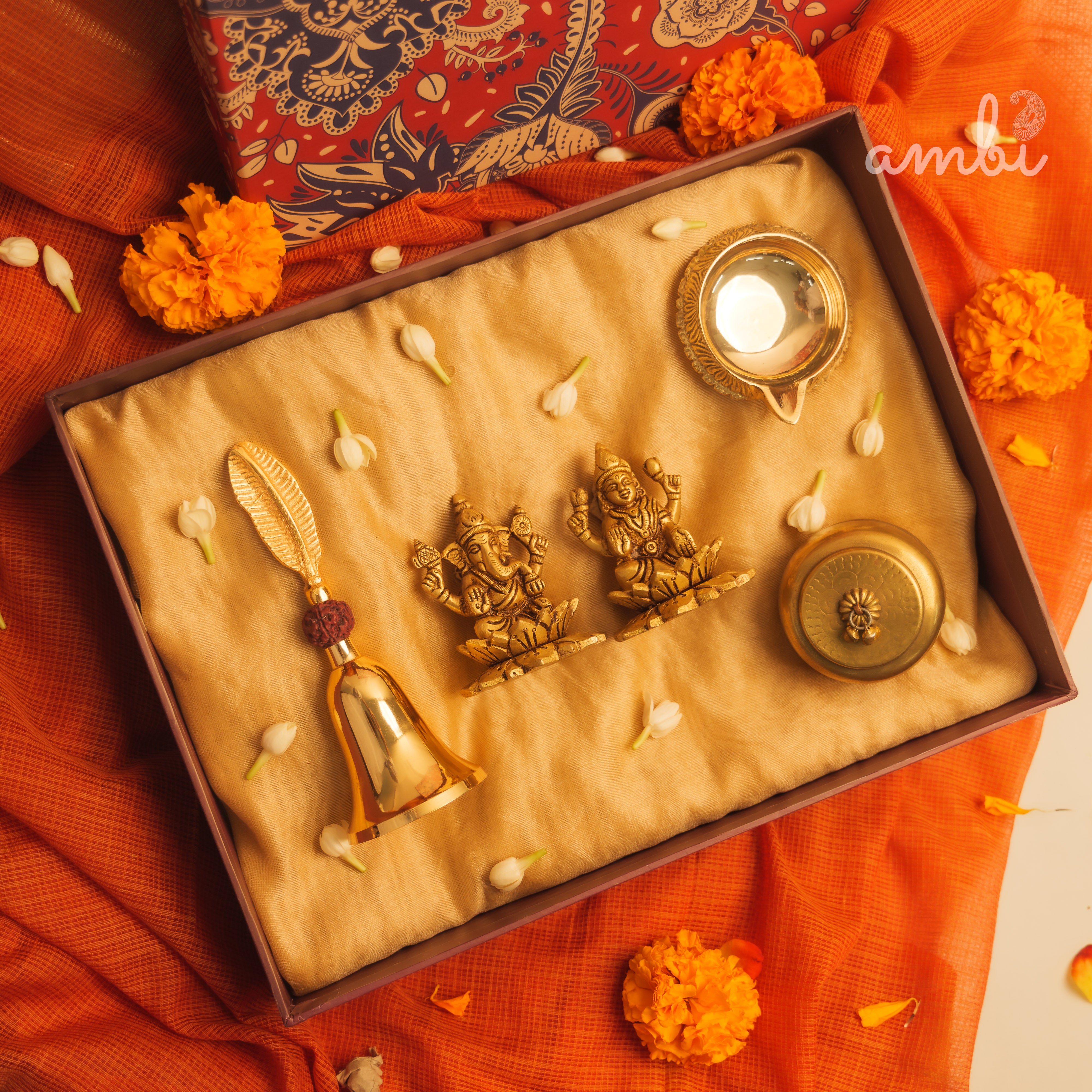Pure Brass Laxmi Ganesh Idol Giftbox
