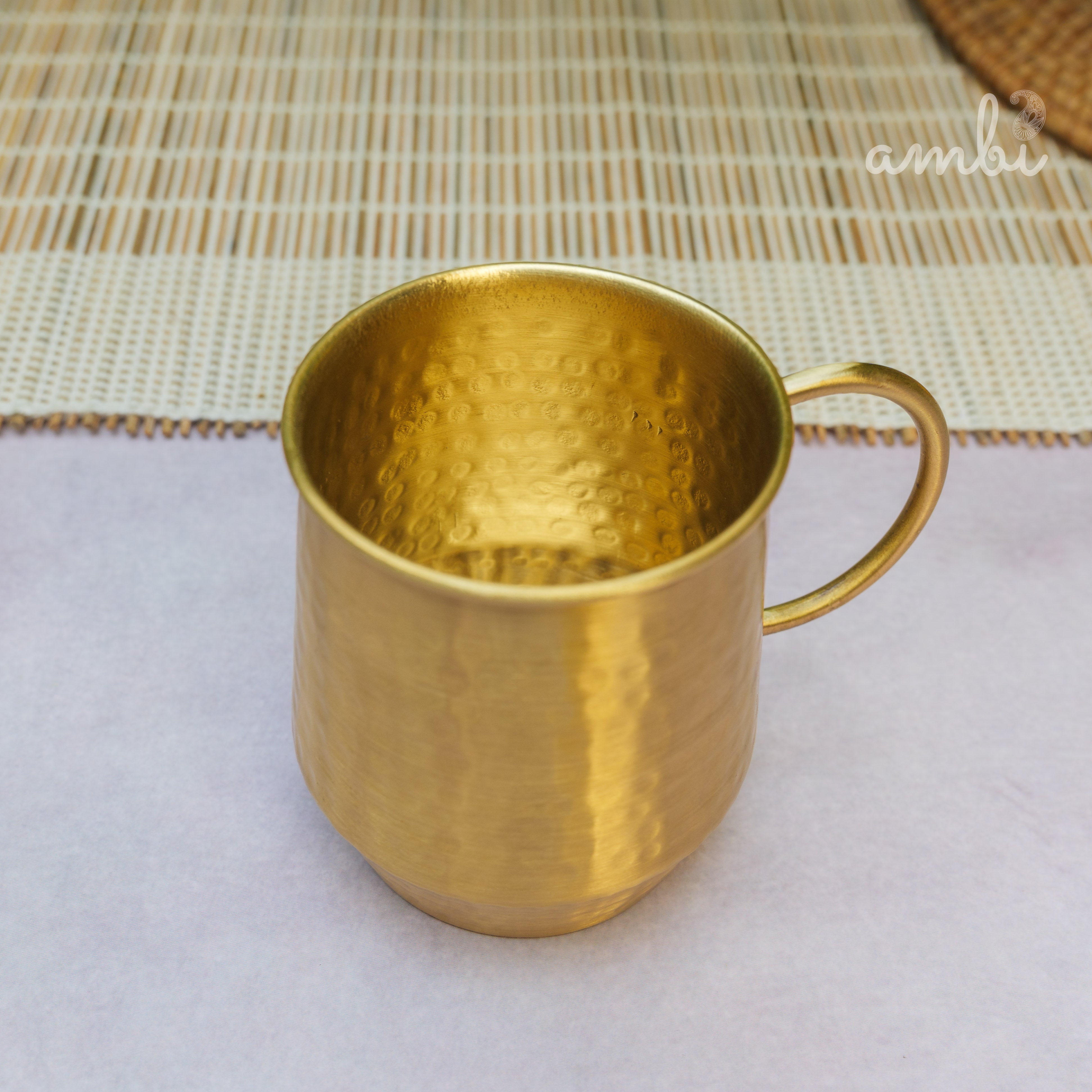 Luxury Hammered Pure Brass Cups – Set of 2