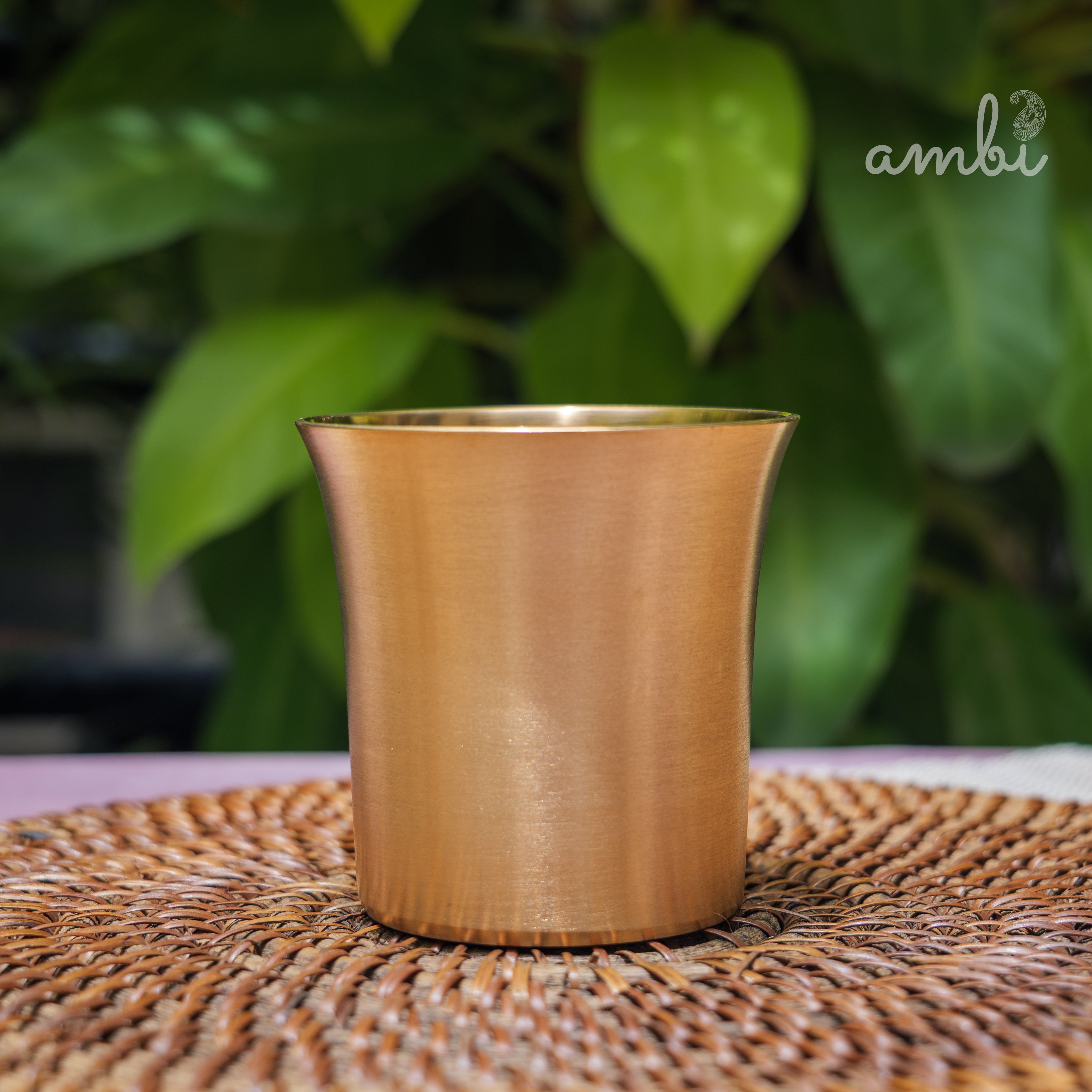AMBI Pure 100% Lead Free Kansa Water Glass - Curved Rim