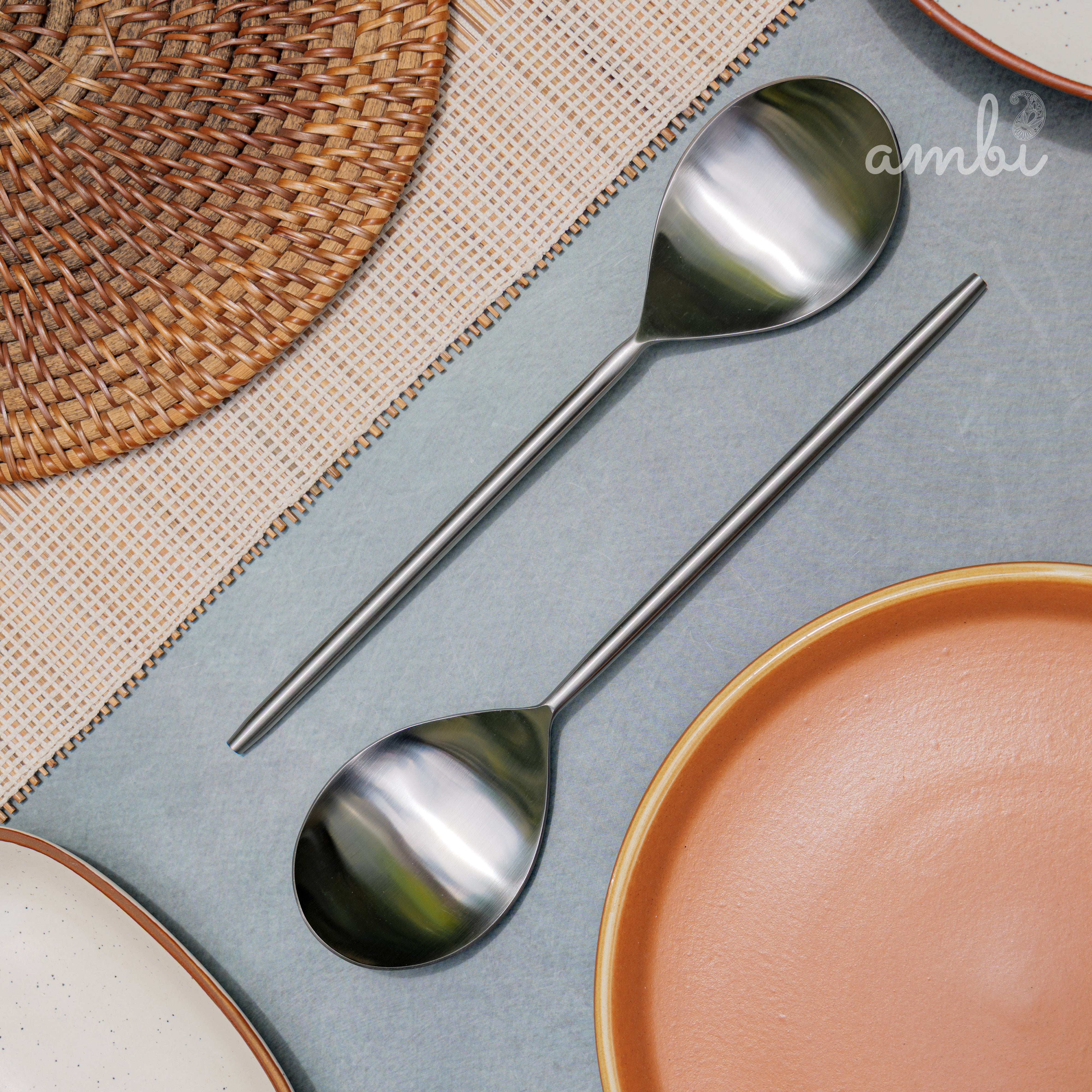 Pair of Exquisite Steel Serving Ladle Spoon Set
