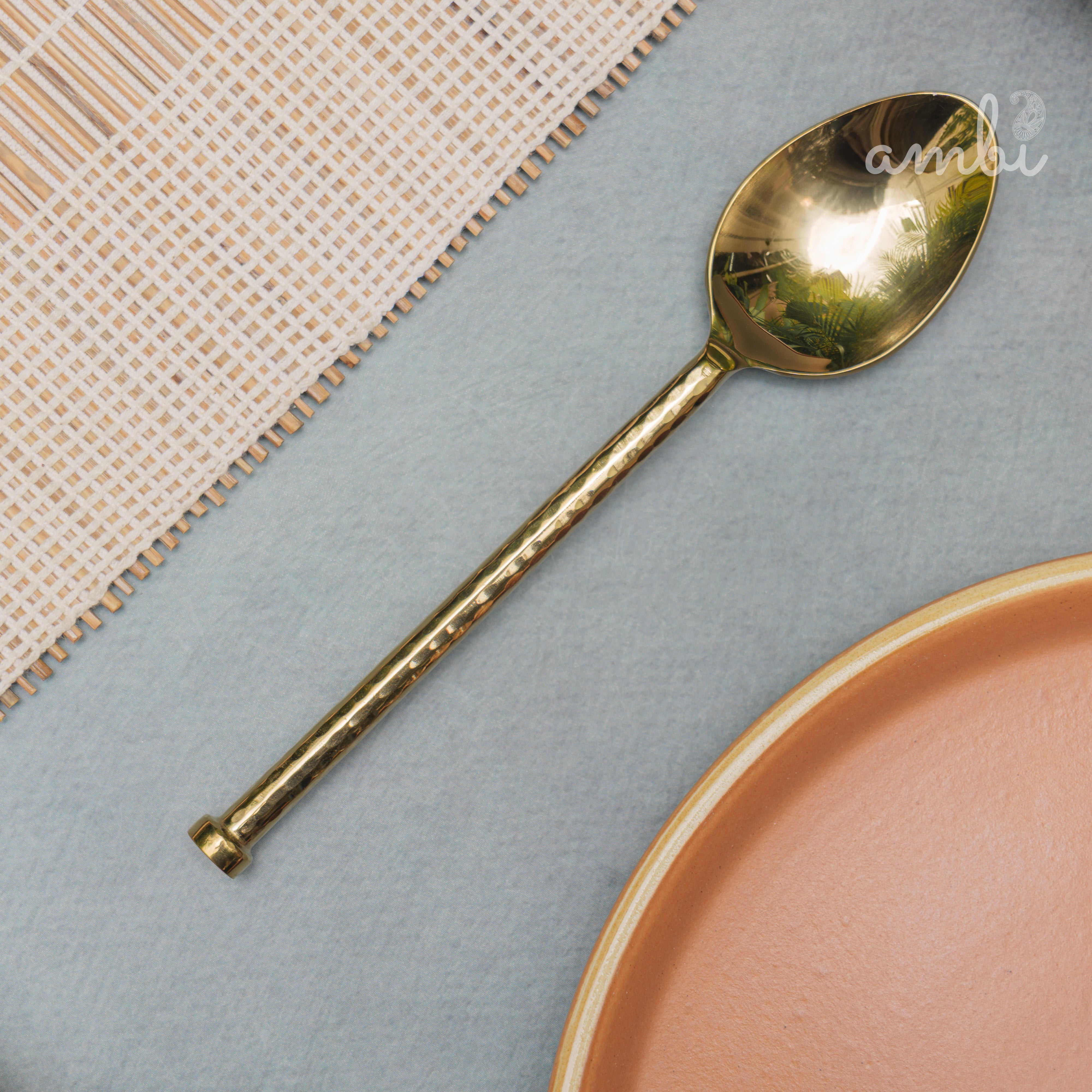 Elegant Handcrafted Heavy Pure Brass Cutlery Set of 5