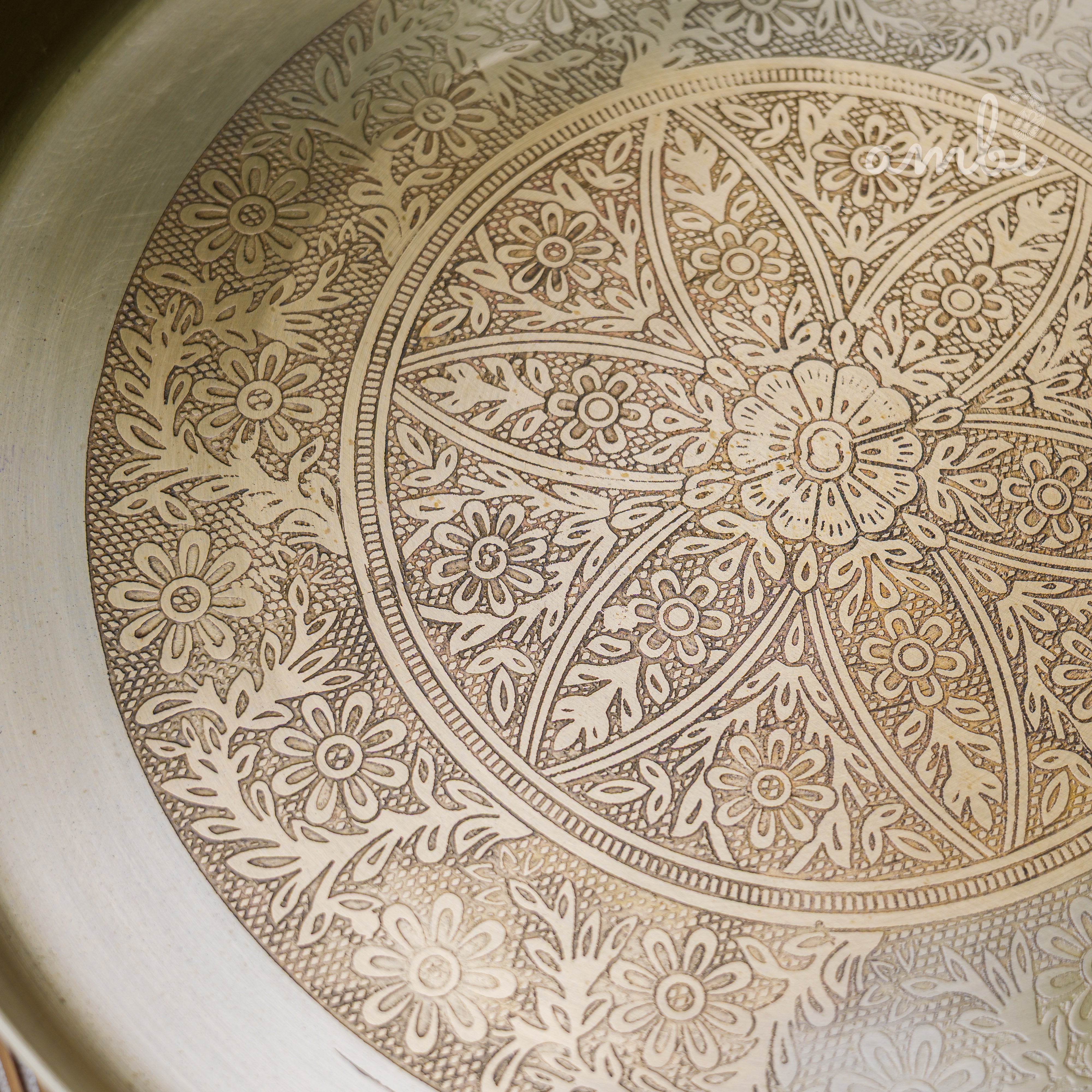 Ambi Lead Free 100% Pure Kansa  Mandala Etched Puja Thali / Round Platter