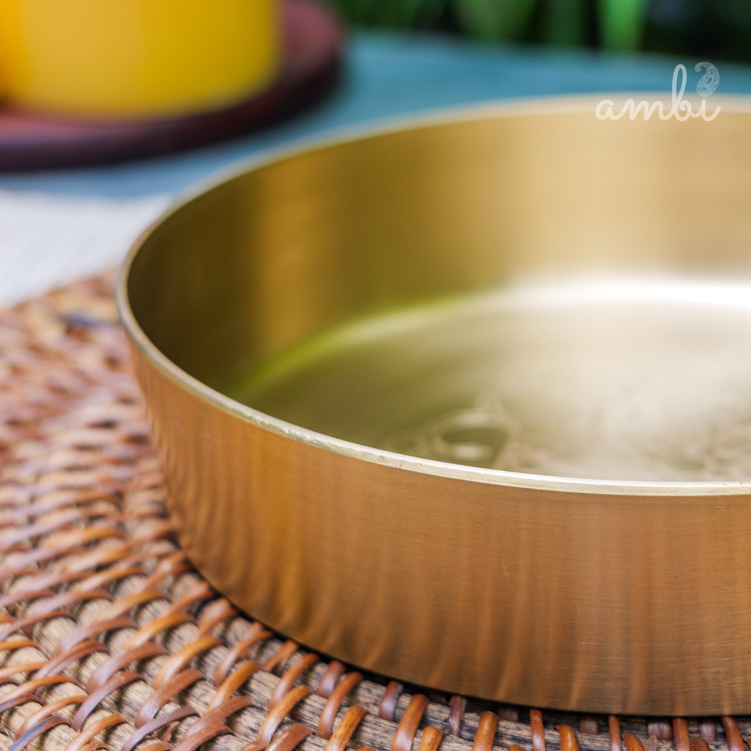 Ambi Lead Free 100% Pure Kansa Mandala Etched Thali 6.5 inch
