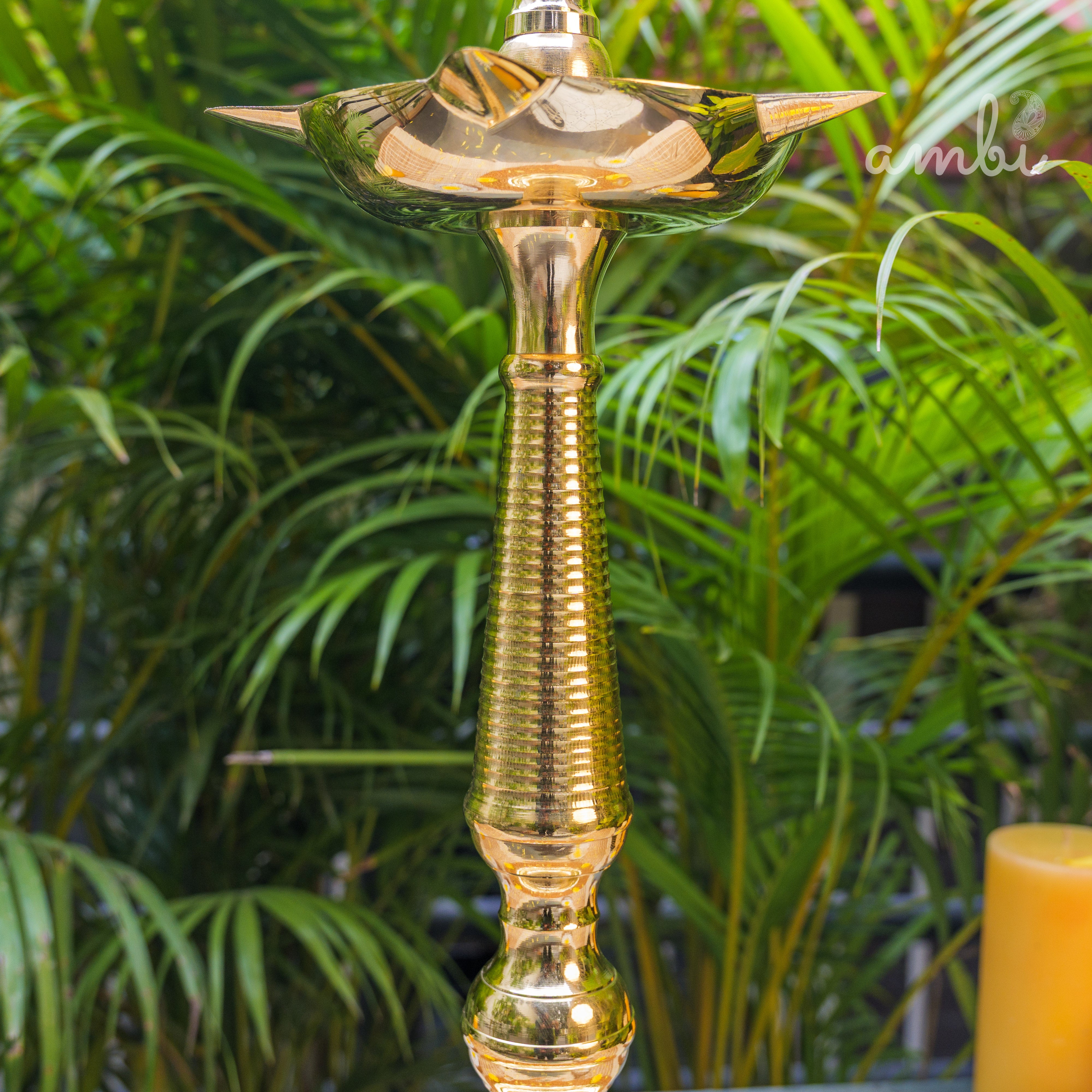 Ambi Pure Brass Kerala Pooja Deepam / Deepak tall 55 cm