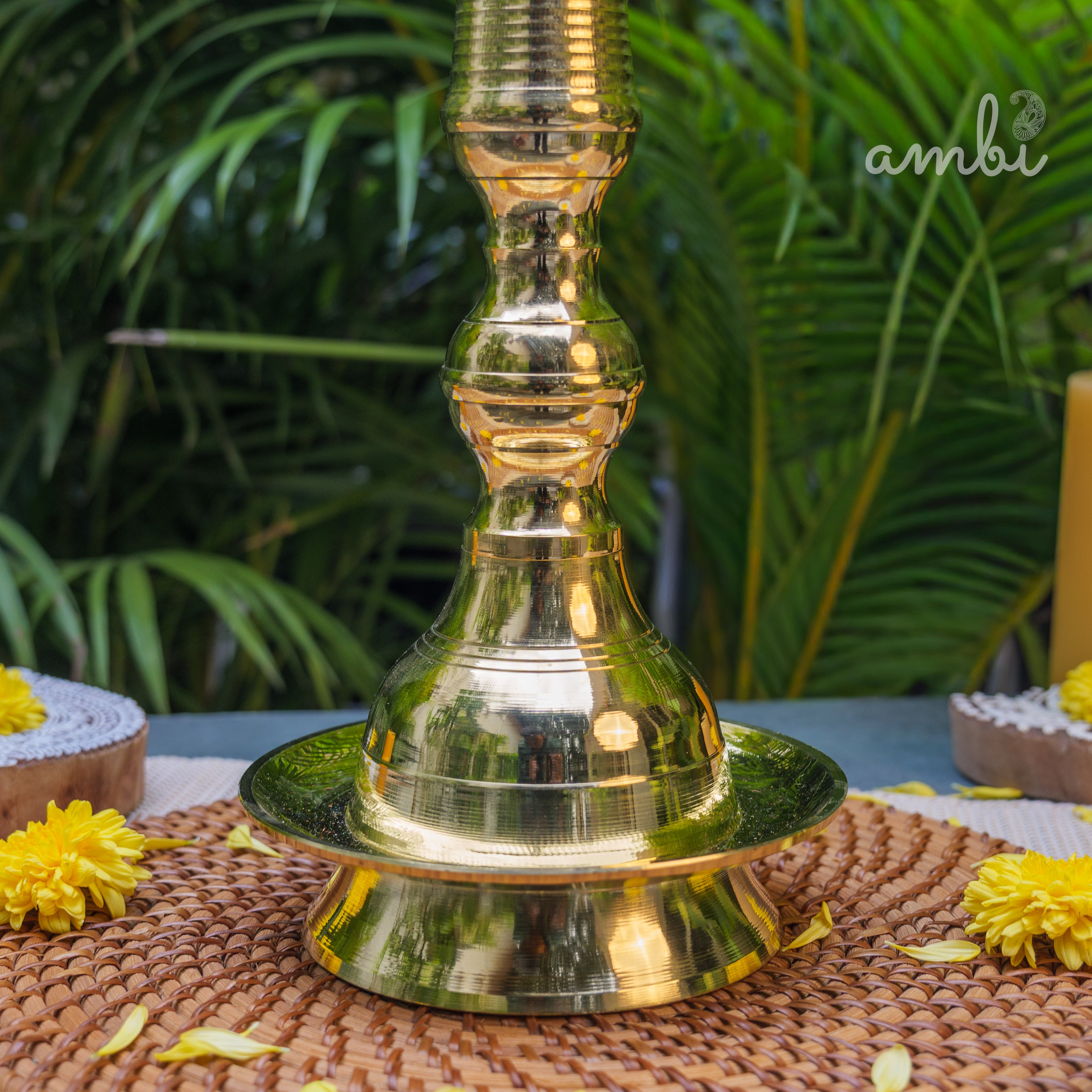 Ambi Pure Brass Kerala Pooja Deepam / Deepak tall 55 cm