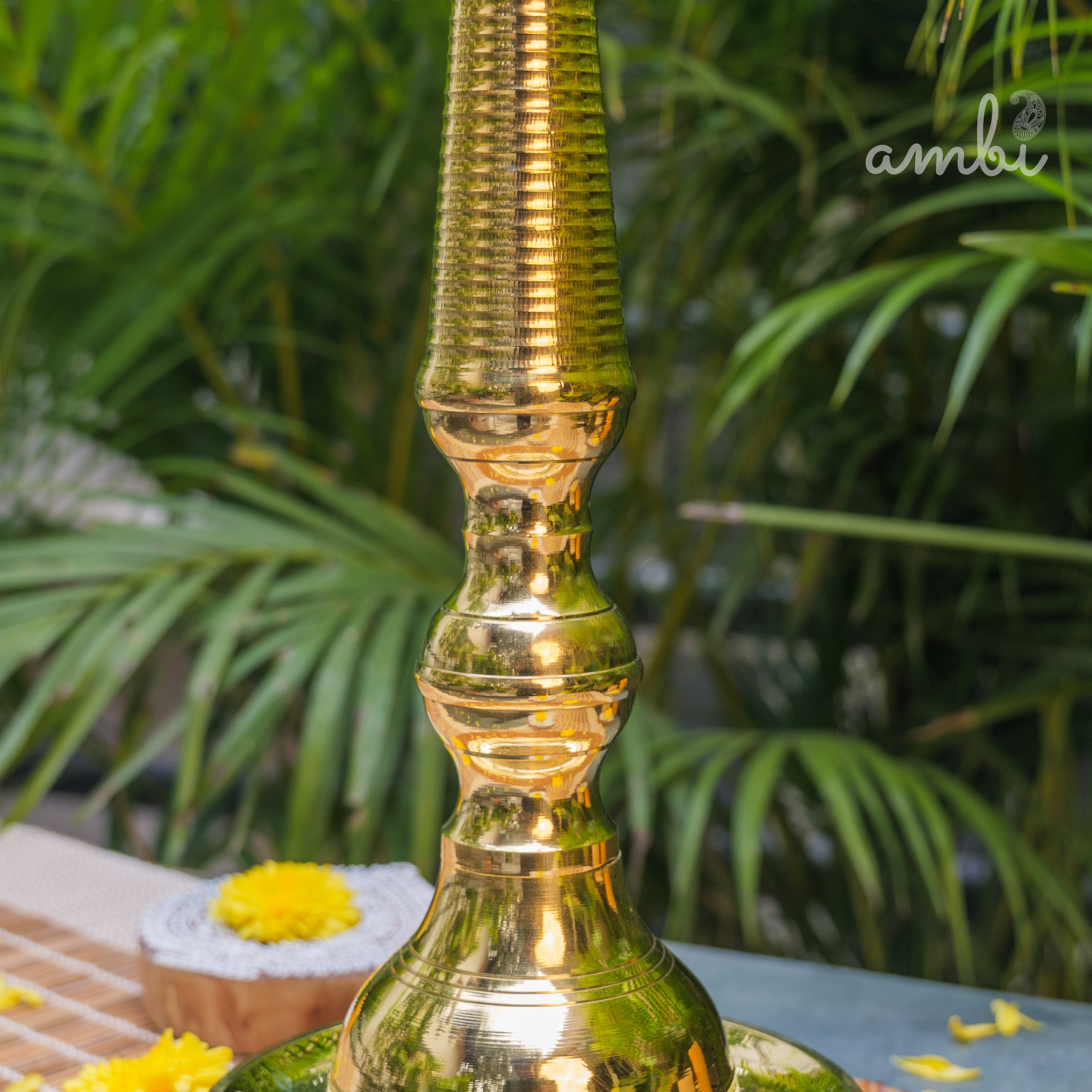 Ambi Pure Brass Kerala Pooja Deepam / Deepak tall 55 cm