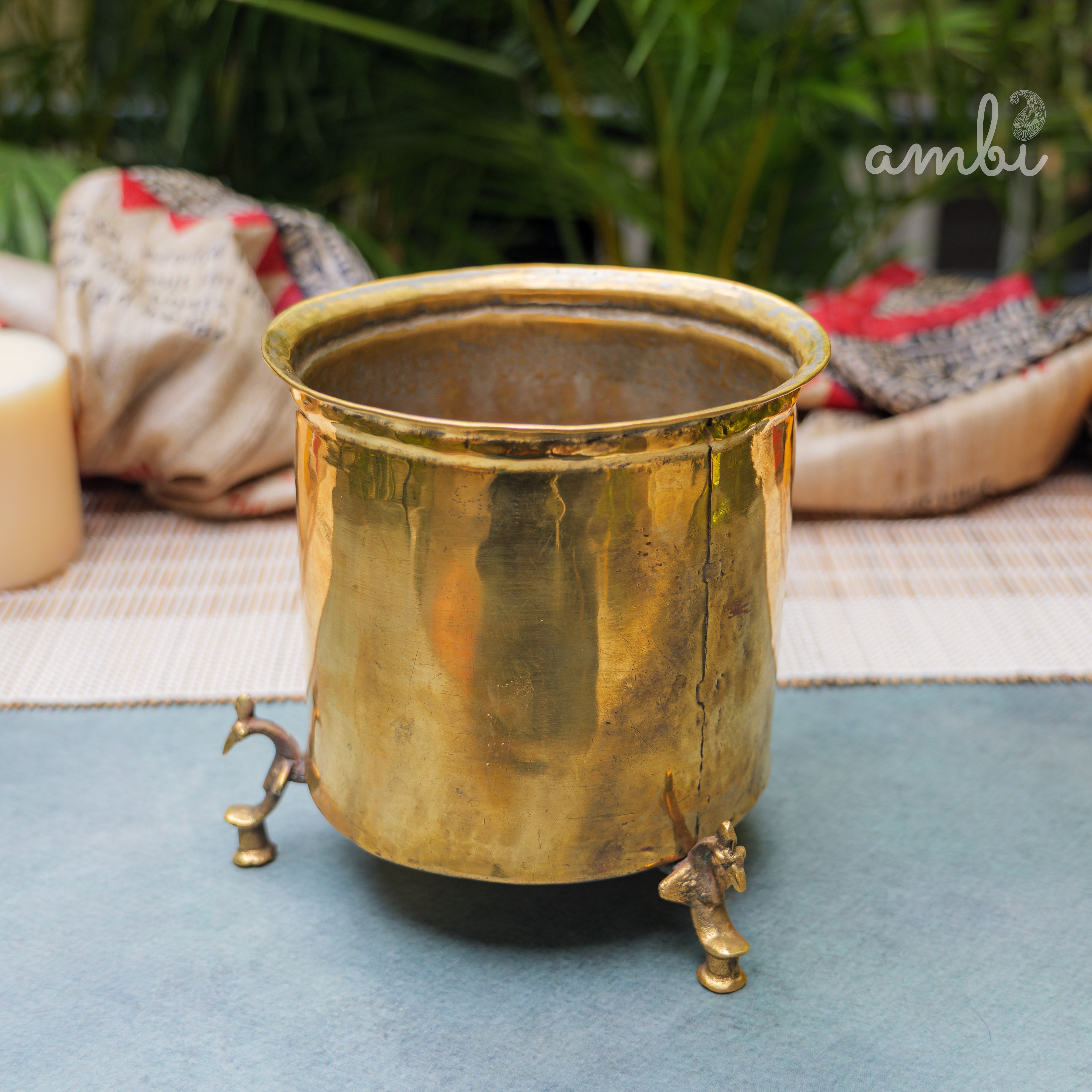Vintage Brass Water Pot (Mataka) on Legs