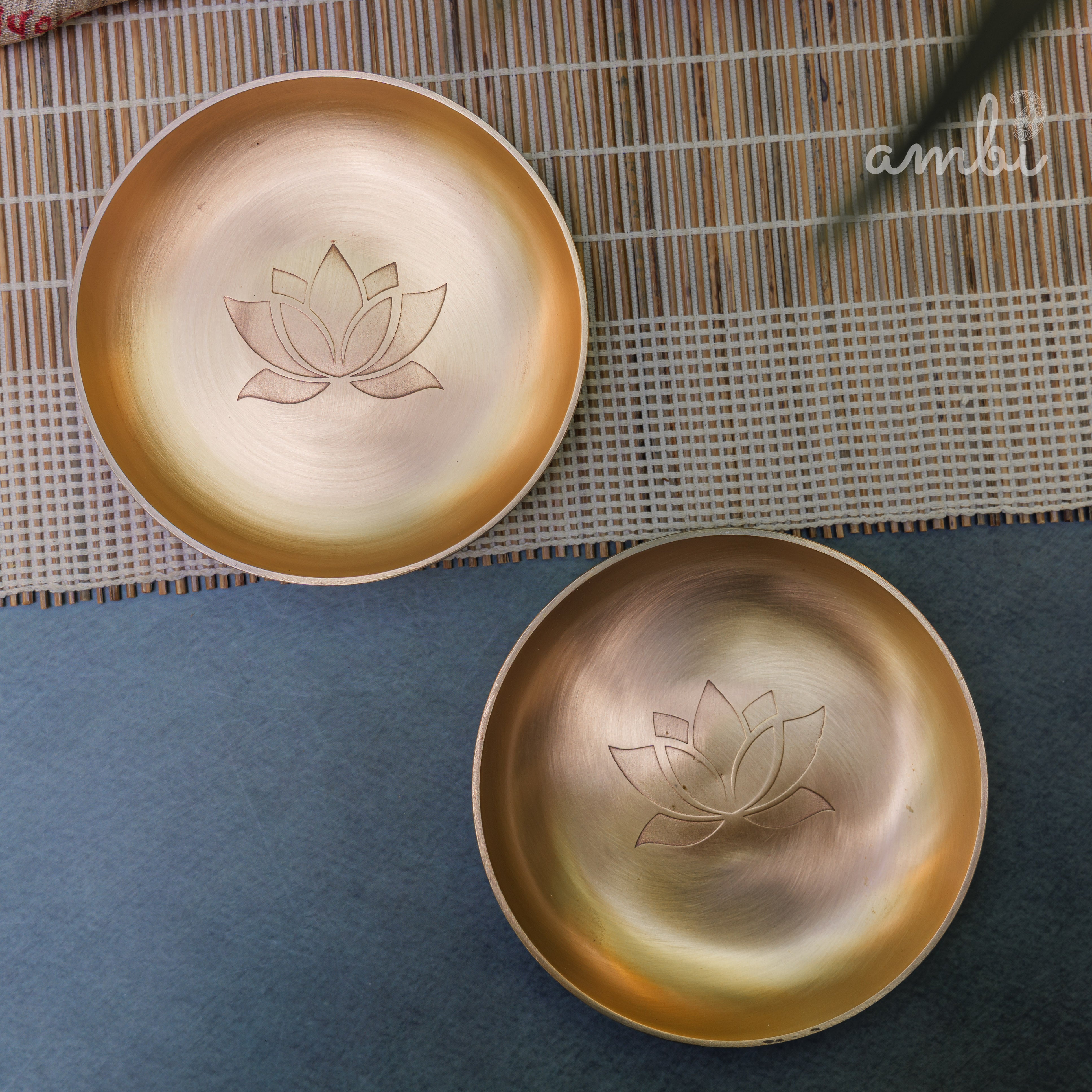 AMBI 100% Pure Lead Free Kansa Lotus Etched Small Plate | Dessert Plate | Puja Plate